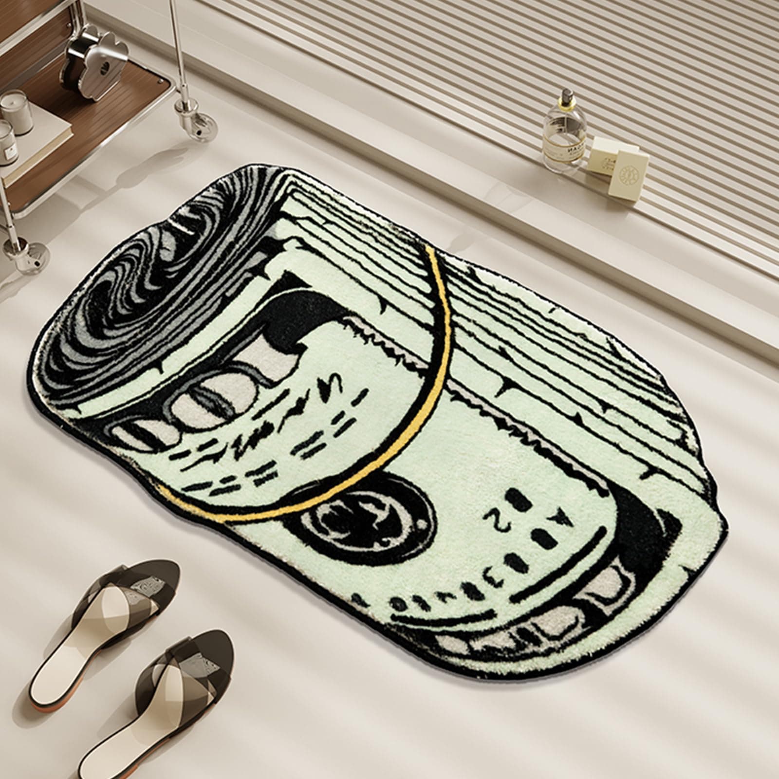 Money Rug, 100 Dollar Bill Rug, 20x32 inch Money Creative Funky Rug, Fun Bath mat, Suitable for Bathroom, Bedroom, Living Room, Front Door, Home Decor Door Mat