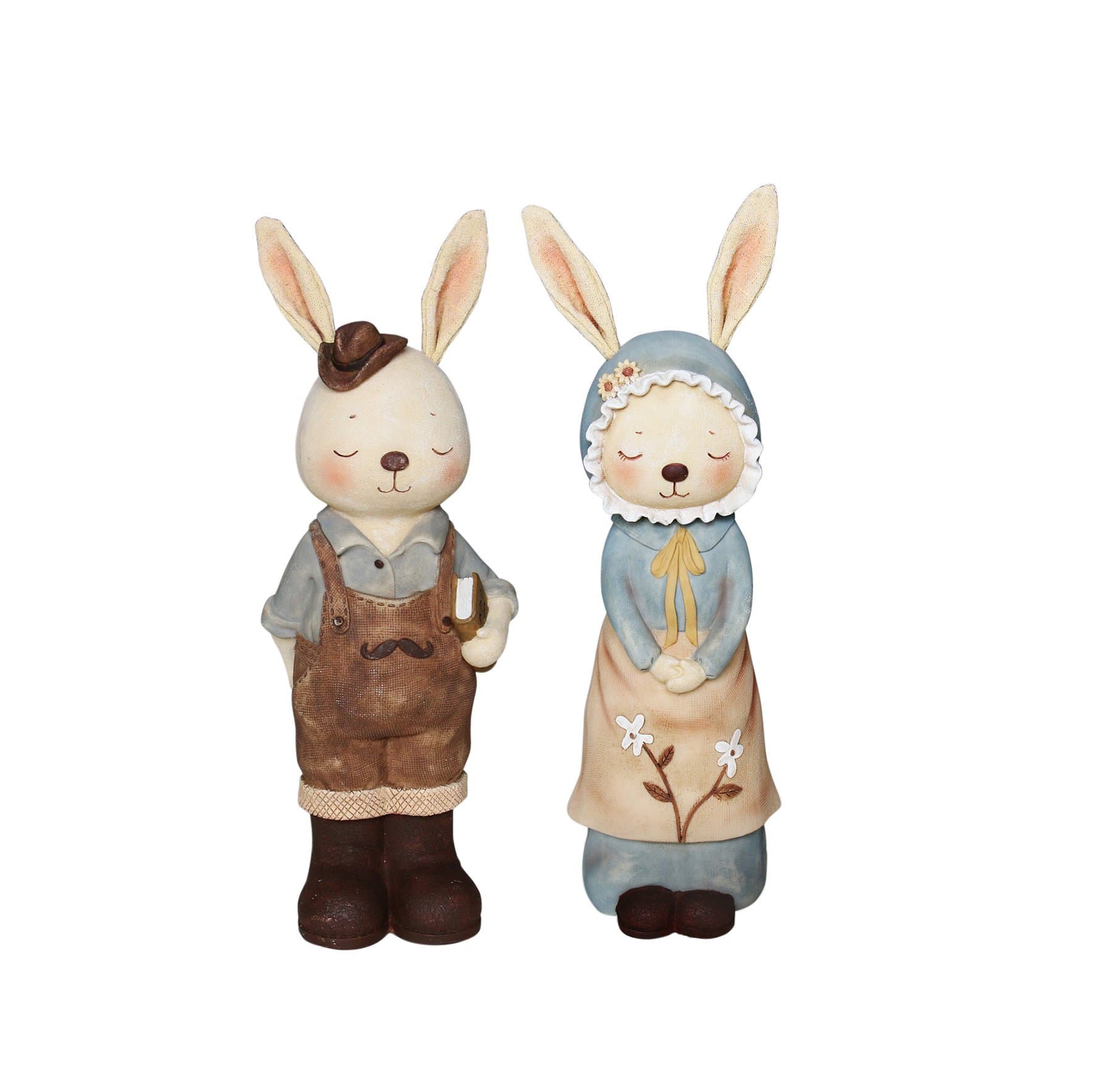 Coin Bank,Enjoyable Life Lovely Rabbit Couple Series Home Decor Accents,Zakka Style Polyresin Figurine|Sculpture,Decorative Ornaments Representing Love and Memory,Coin Container|Piggy Bank (Set of 2)