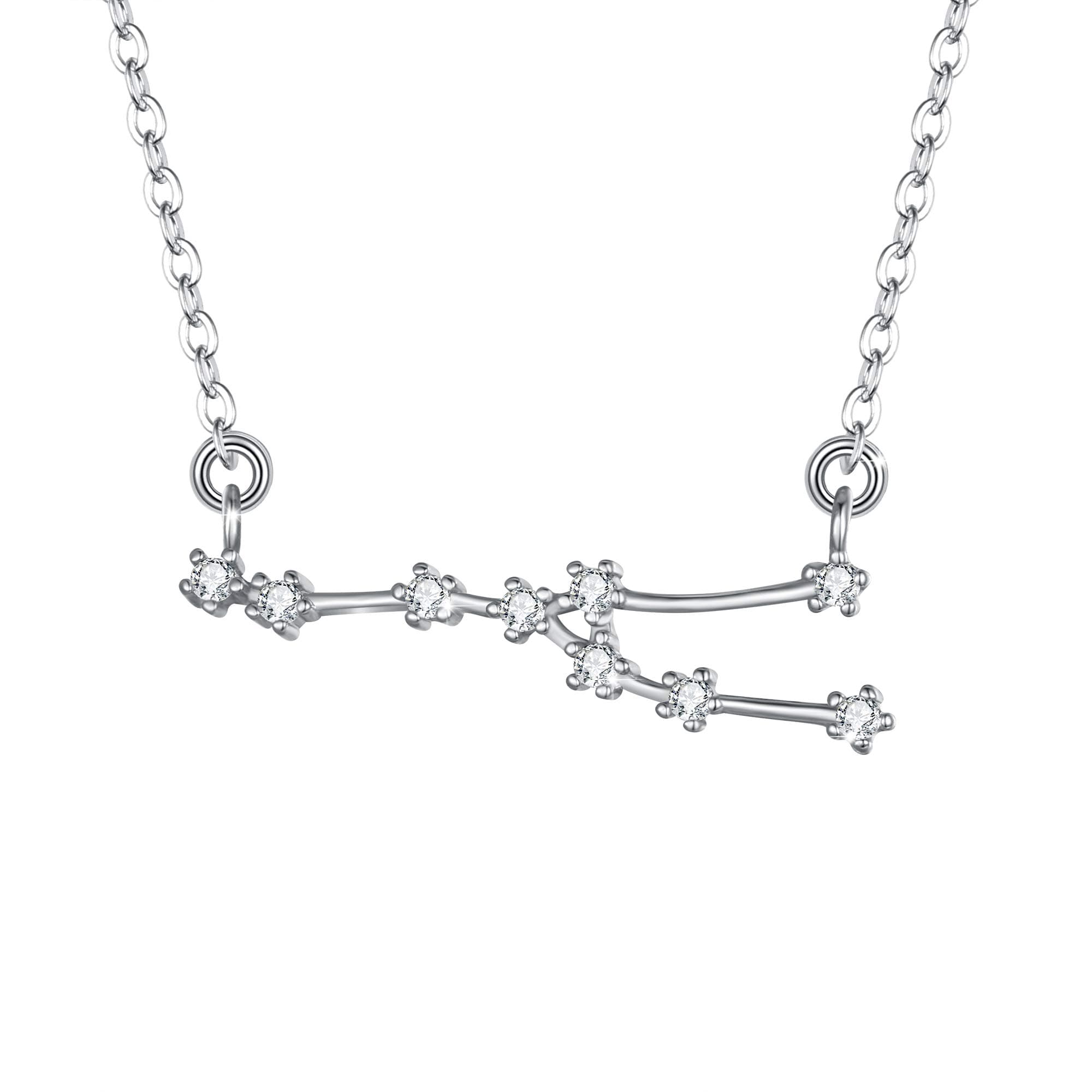 ClearineWomen 925 Sterling Silver Wedding Bridal CZ Horoscope Zodiac 12 Constellation Astrology Pendant Necklace