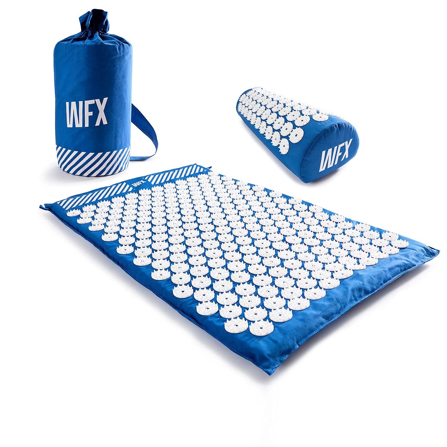 #DoYourFitness® x World Fitness Acupressure Set »Jimuta« - Acupressure Massage Mat + Acupressure Pillow + Bag - Pain Relief Therapy Muscle Back Neck with Travel Bag for Men and Women - Blue