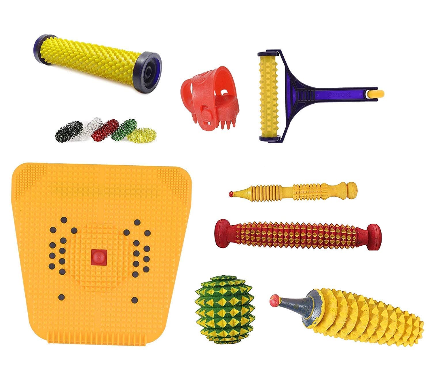 Perfect Magnet Acupressure Wooden Foot Roller Magnetic Stress Mat Combo Kit (Set of 9)