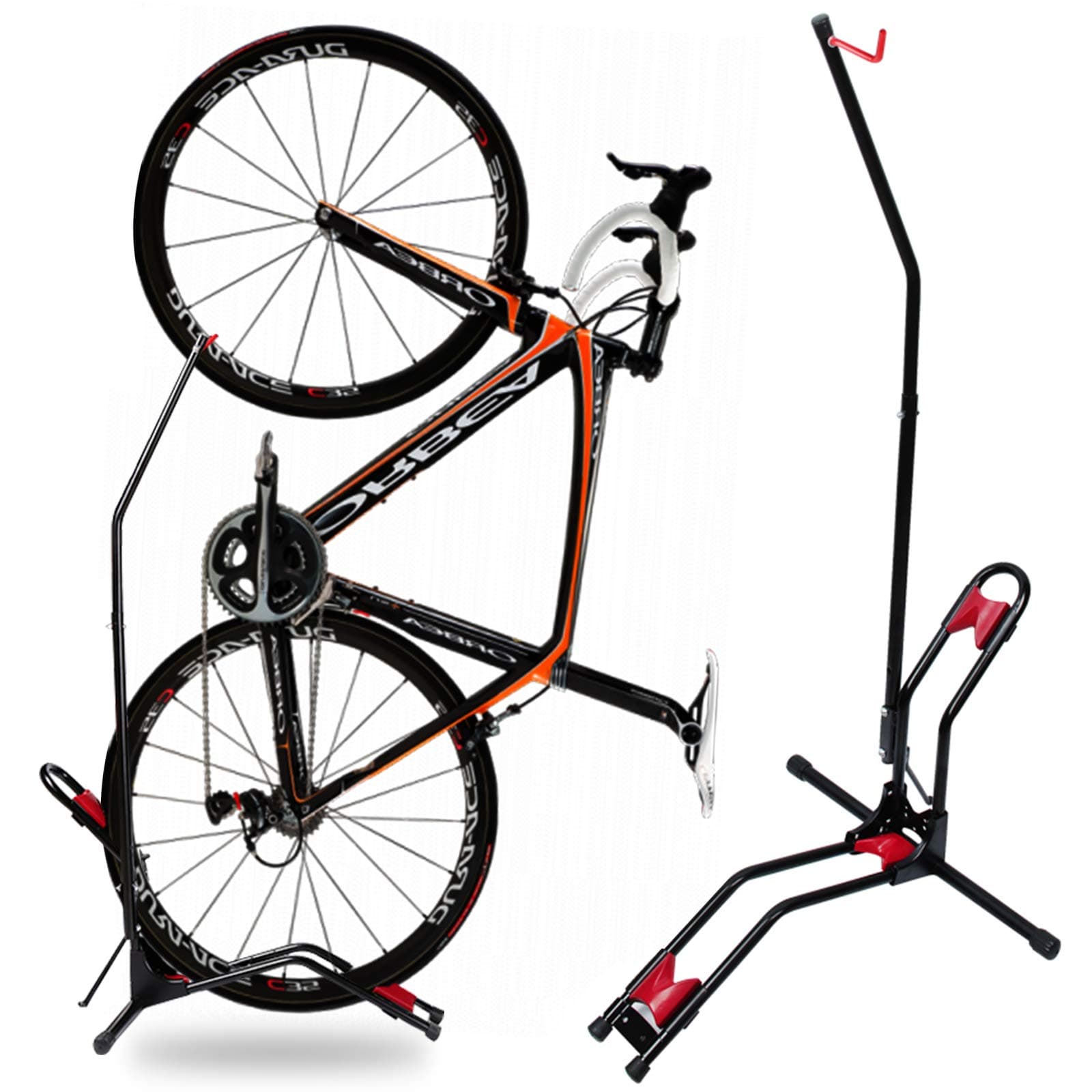 JAPUSOON Bike Rack Upright Bike Storage Stand Adjustable Bicycle Carrier,Front Wheel/Rear Wheel/Vertical Floor Parking Fits Nearly All Bikes