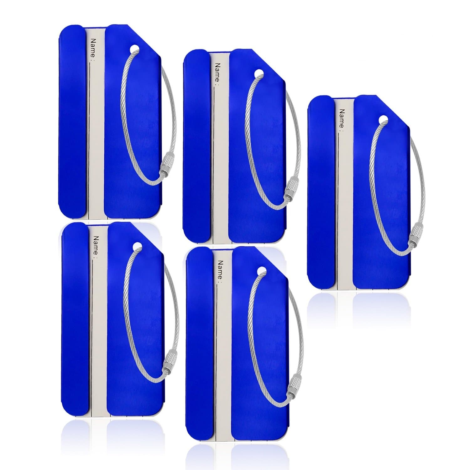 Aluminum Luggage Tag for Luggage Baggage Travel Identifier by LKERLAN (Blue 5pcs)