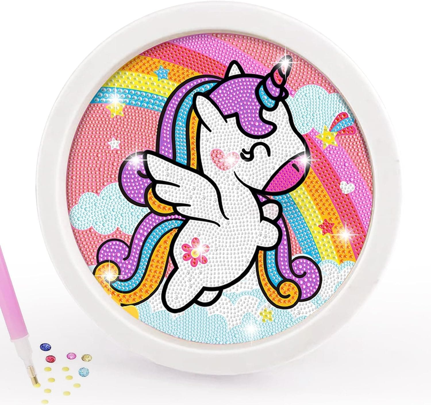 5D Unicorn Diamond Painting Kits for Kids with Wooden Frame Cute Animal Art and Crafts for Kids Ages (6-12) Diamond Painting Frame (Unicorn Diamond Art)