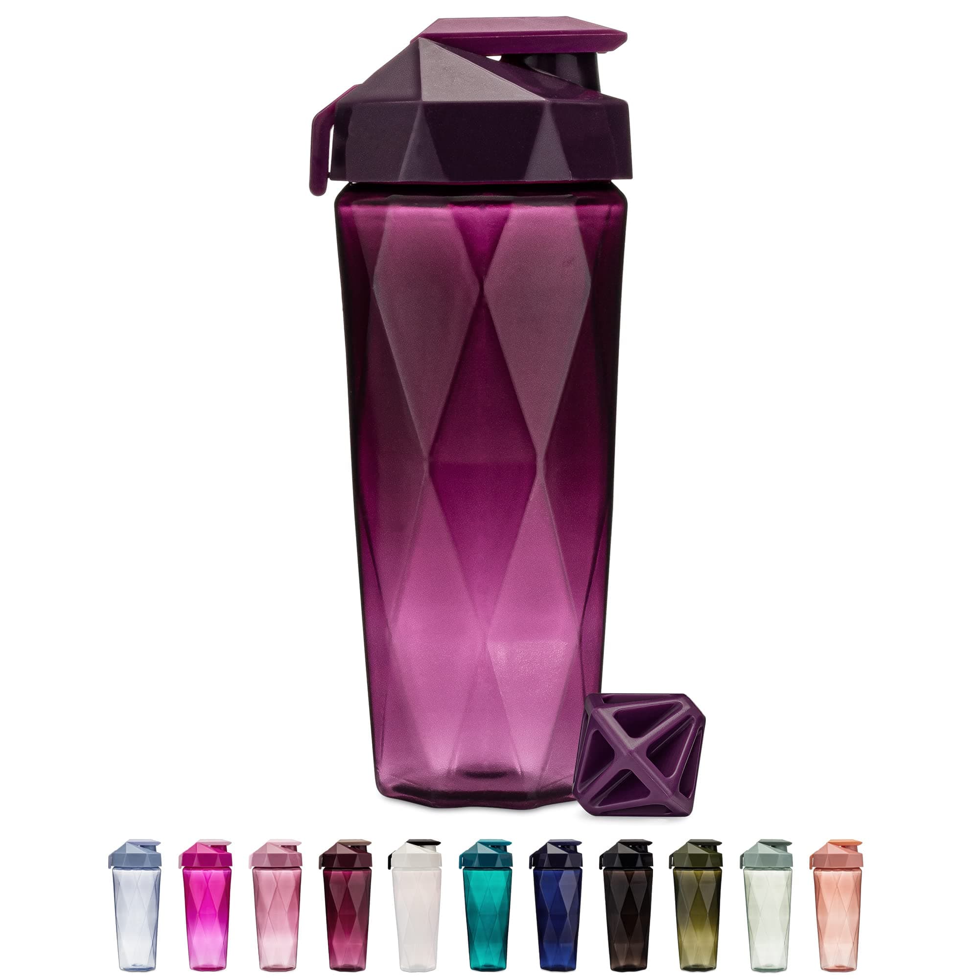 Classic Shaker Bottle | 28 Ounce Protein Shaker Bottle | Shaker Cup with Carrying Handle and Diamond Agitator | Plum - 28-Ounces