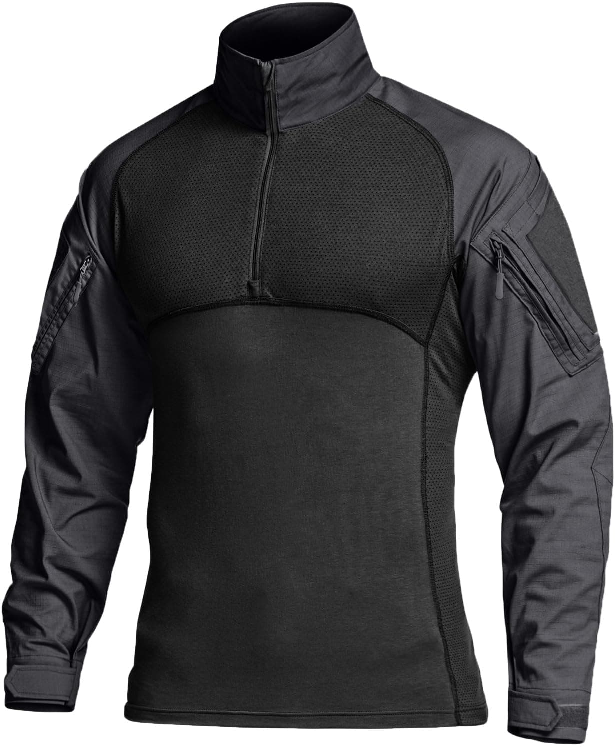 CQR Men's Combat Shirt Tactical 1/4 Zip Long Sleeve Military BDU Shirts Camo EDC Top with Pockets