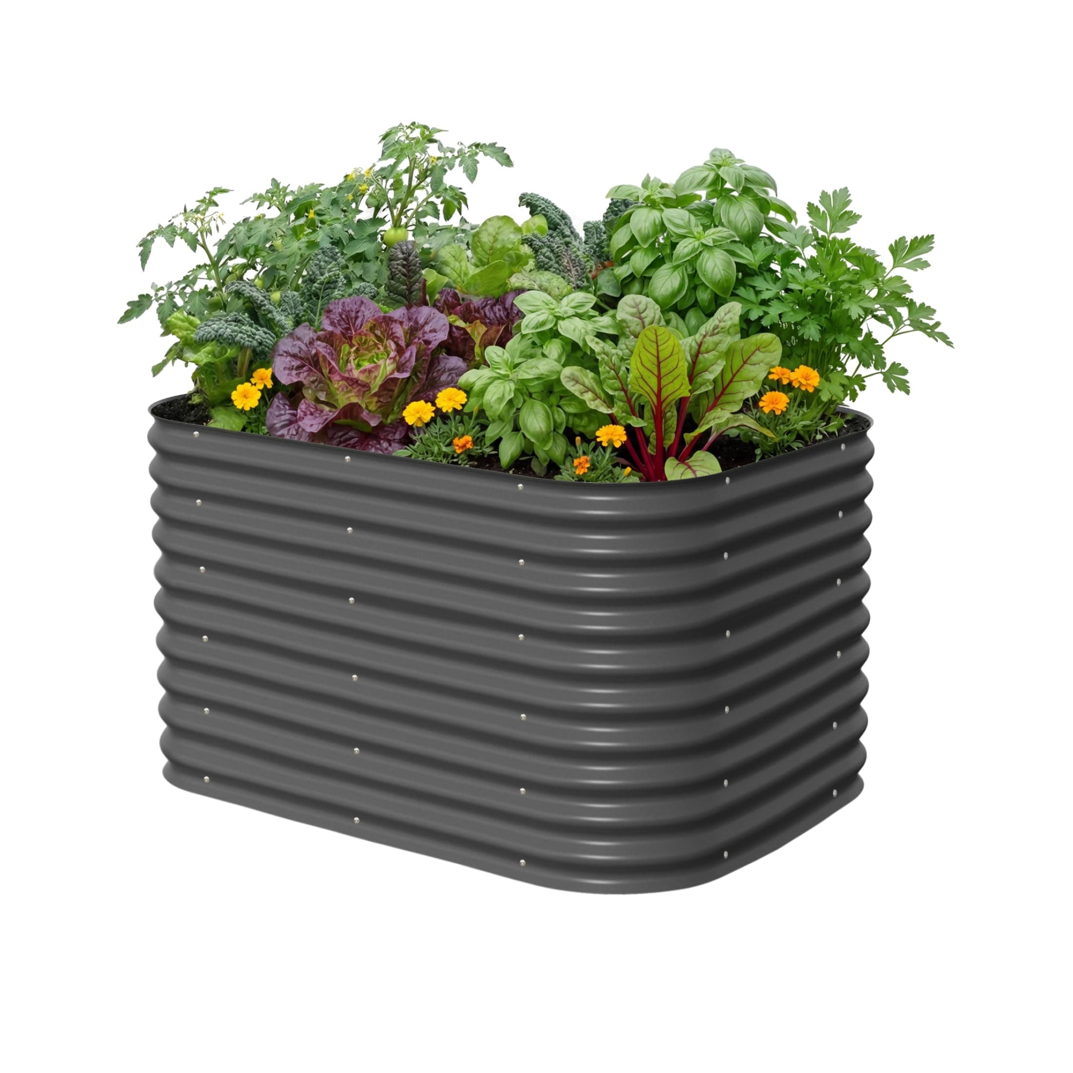32" Extra Tall Raised Garden Bed Kits, 3.5 x 5 x 2.7ft Raised Planter Box Outdoor, 2 x 6.5 x 2.7ft Deep Root 6 in 1 Modular Metal Raised Beds for Gardening Vegetables Flowers Fruits - Modern Gray