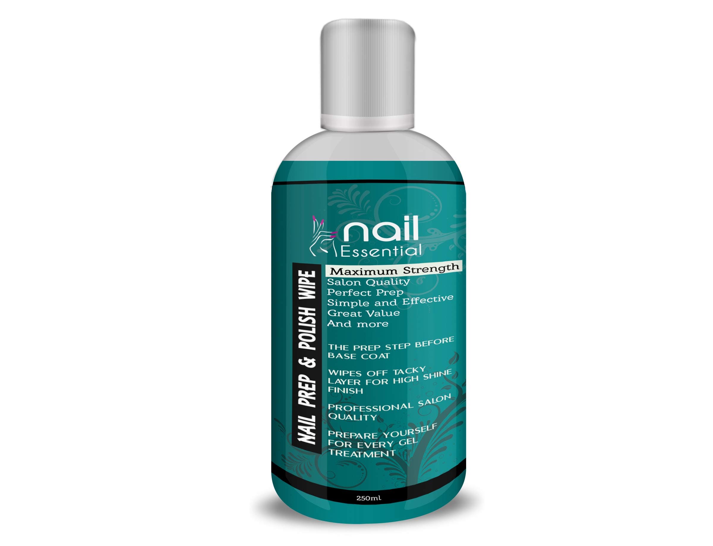 Nailessential Prep and Wipe for Gel Nails Polish Shine Remover Cleaner UV LED Manicure Pre & Post Wipe, Sanitising & Removing Tacky Layer 250ml