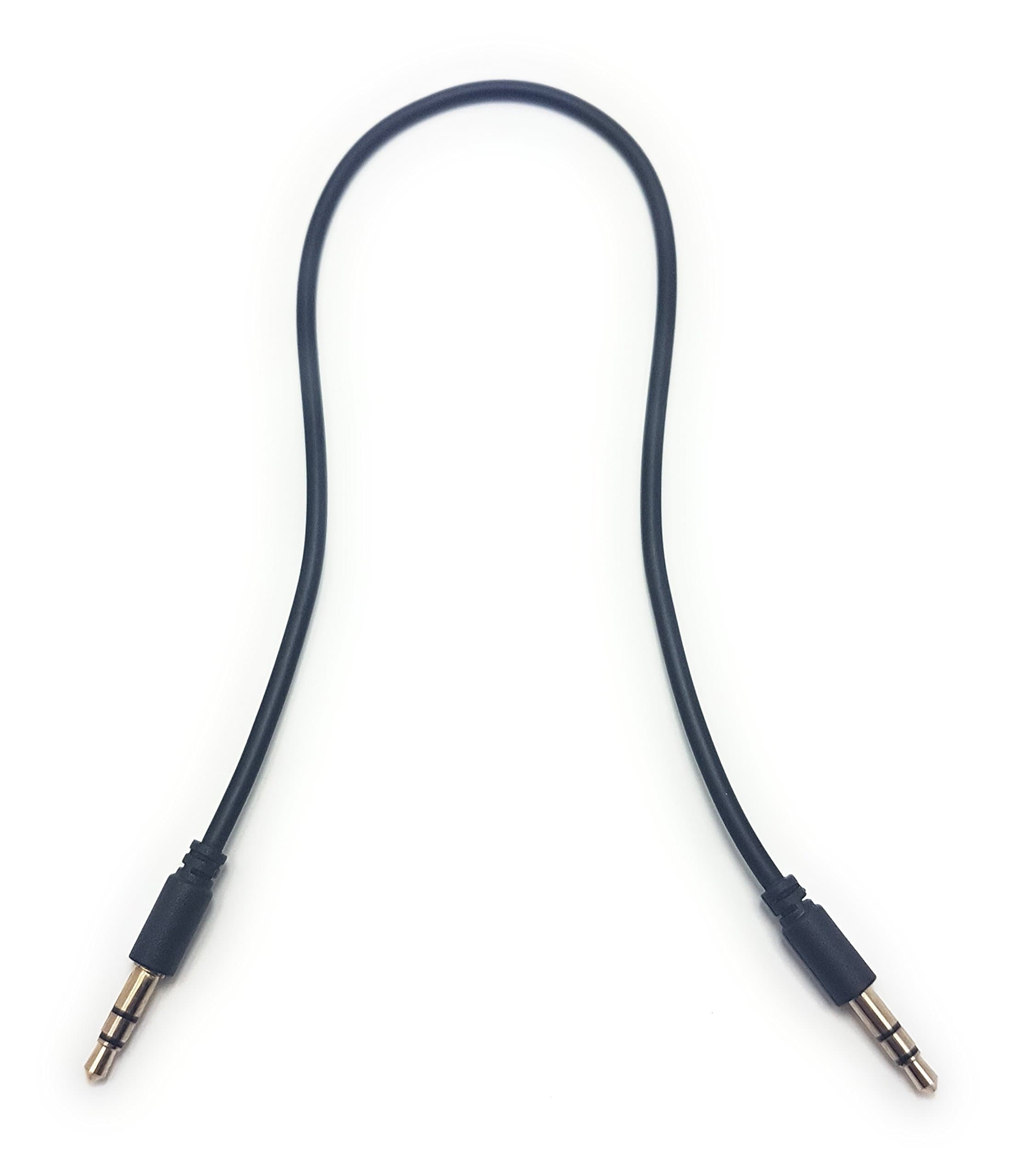 MainCore 30cm Long Pro Slim Black 3.5mm Jack to Jack Stereo Audio Cable Lead GOLD Connectors For Mobile, Phones, Computers, Laptops, Mp3 Players, Portable Speakers, Headphones, HIFI
