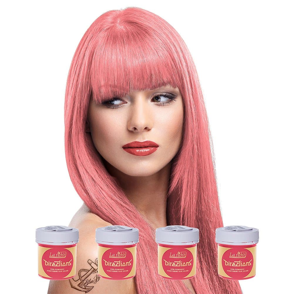 4 x La Riche Directions Semi-Permanent Hair Colour Dye Box Of Four-Pastel Pink