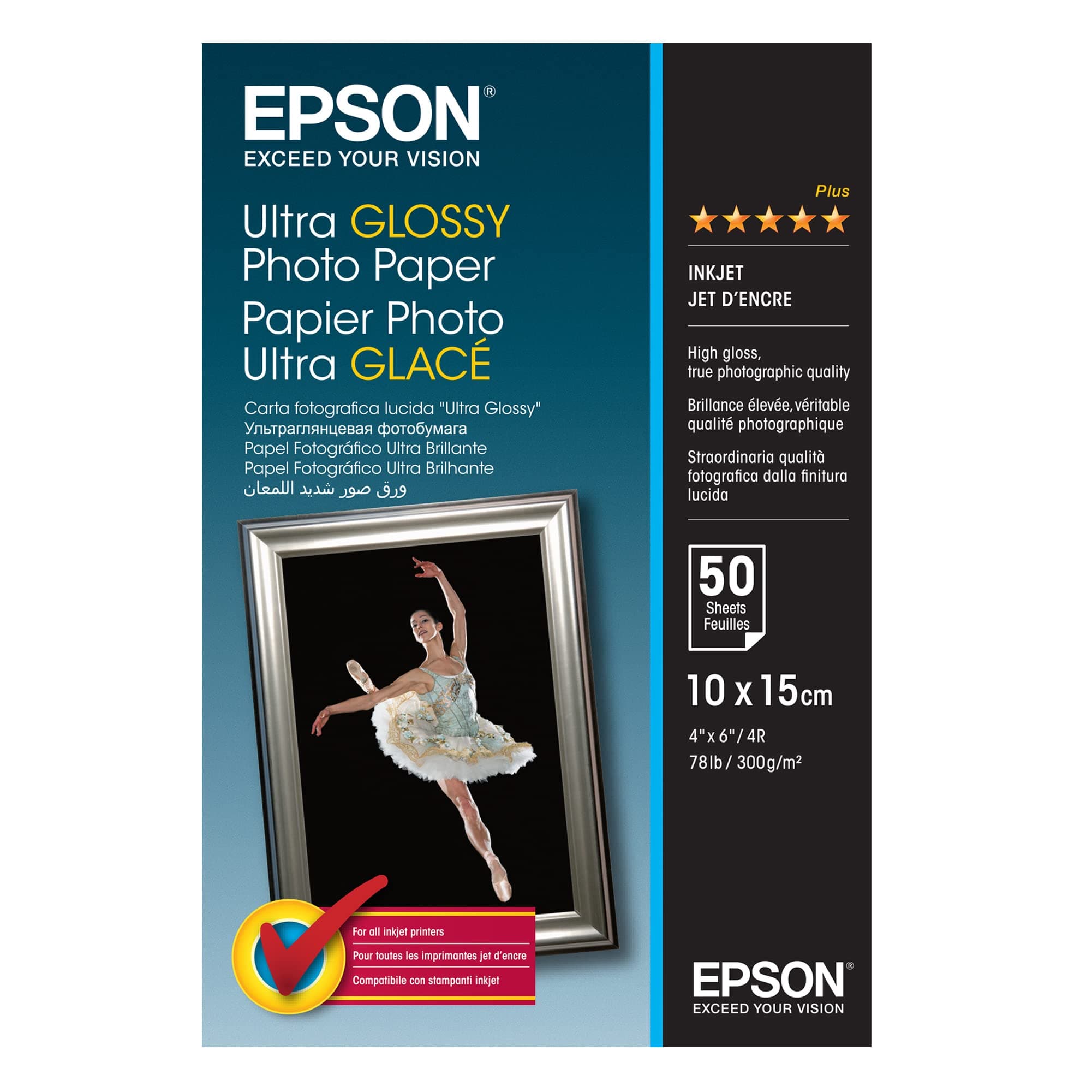 Epson C13S041943 Ultra Glossy Photopapier Inkjet 300g/m2 100 x 150 mm 50 Blatt Pack