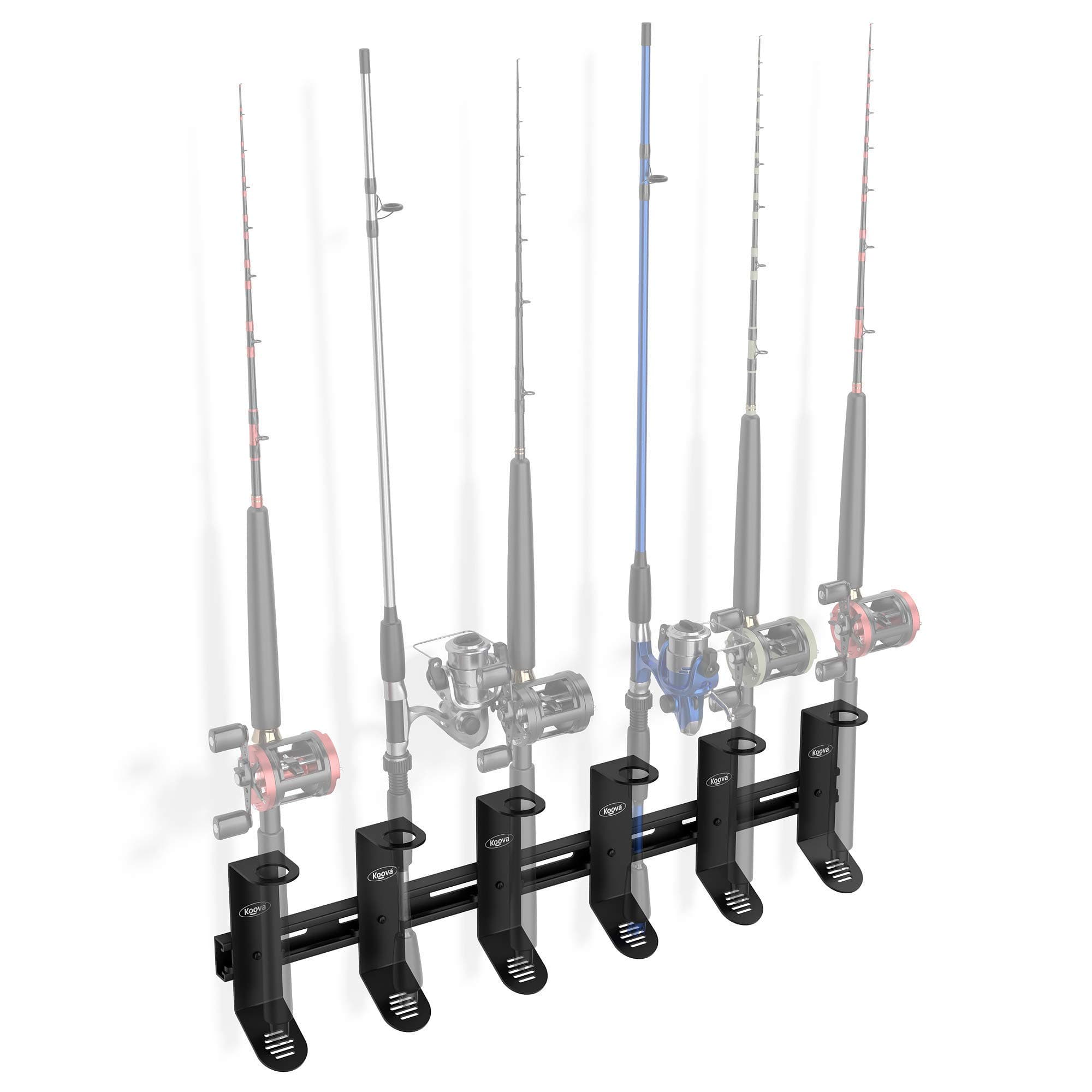 Koova Wall Mount Fishing Rod Holders & Reel Storage | Sturdy Fishing Pole Holders | Steel Rack Fishing Organizers and Storage