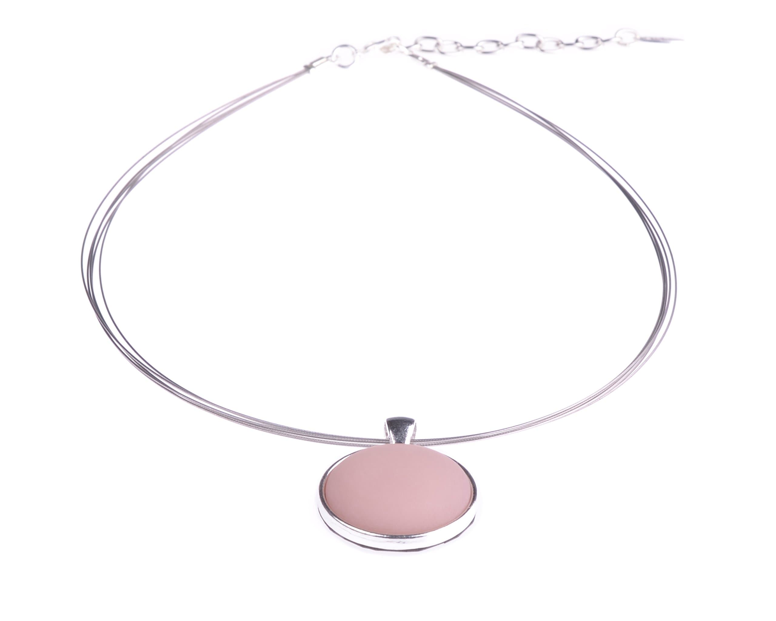 Polly Choker 25 mm Original Polaris Cabochon in a Silver-Plated Brass Setting on 5 Nylon-Coated Steel Threads Handmade by Adi-Modeschmuck in Berlin