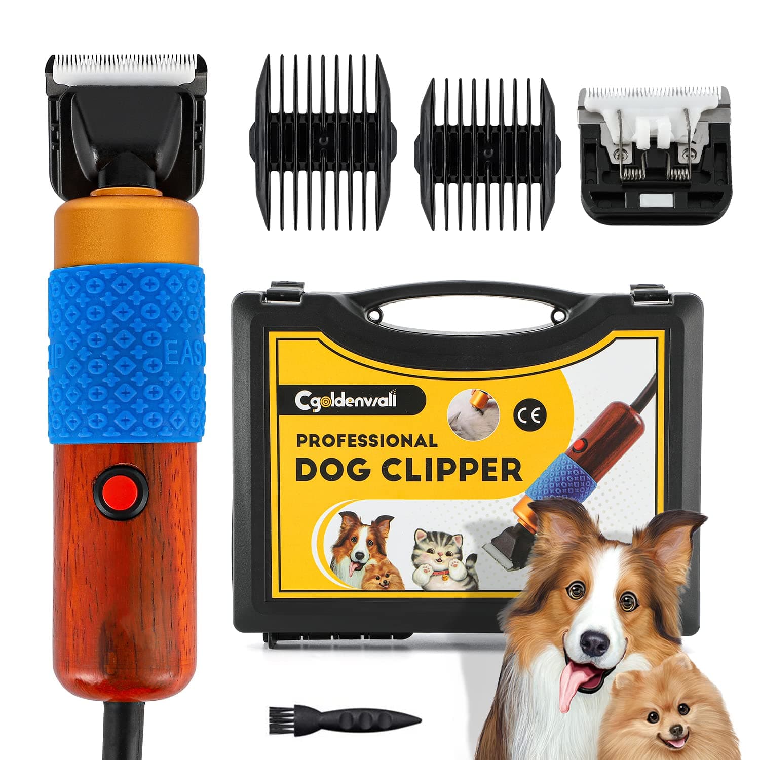 CGOLDENWALL Dog Hair Clipper for Grooming 200W Pet Clipper Kit with Spare Blade, Low Noise&Vibration, Animal Grooming Trimmer for Cat Sheep Dog 110-240V
