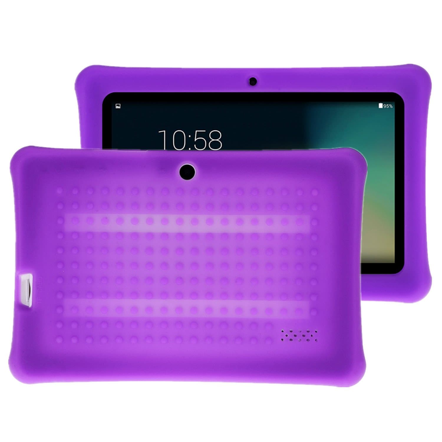 Turpro Kids' Tough Silicone Anti-slip Shockproof Defender Armor Cover Case for Chromo Inc 7 inch, Alldaymall A88X, Dragon Touch Y88X Plus/Y88X, VURU A33, NPOLE 7 Inch Tablet (Purple)