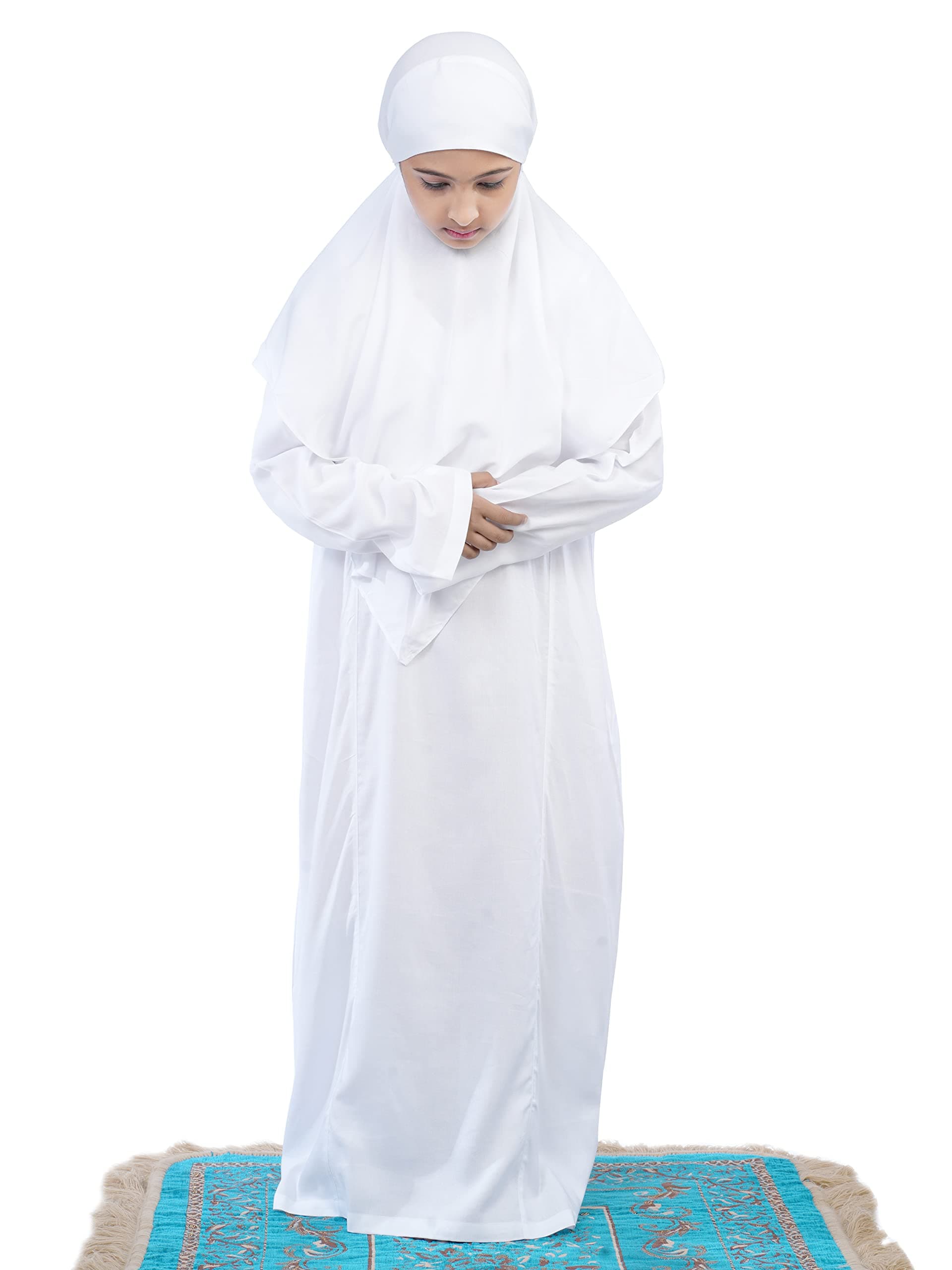 Hijab's Girls Prayer Dress Namazi dress Kids Prayer Dress White