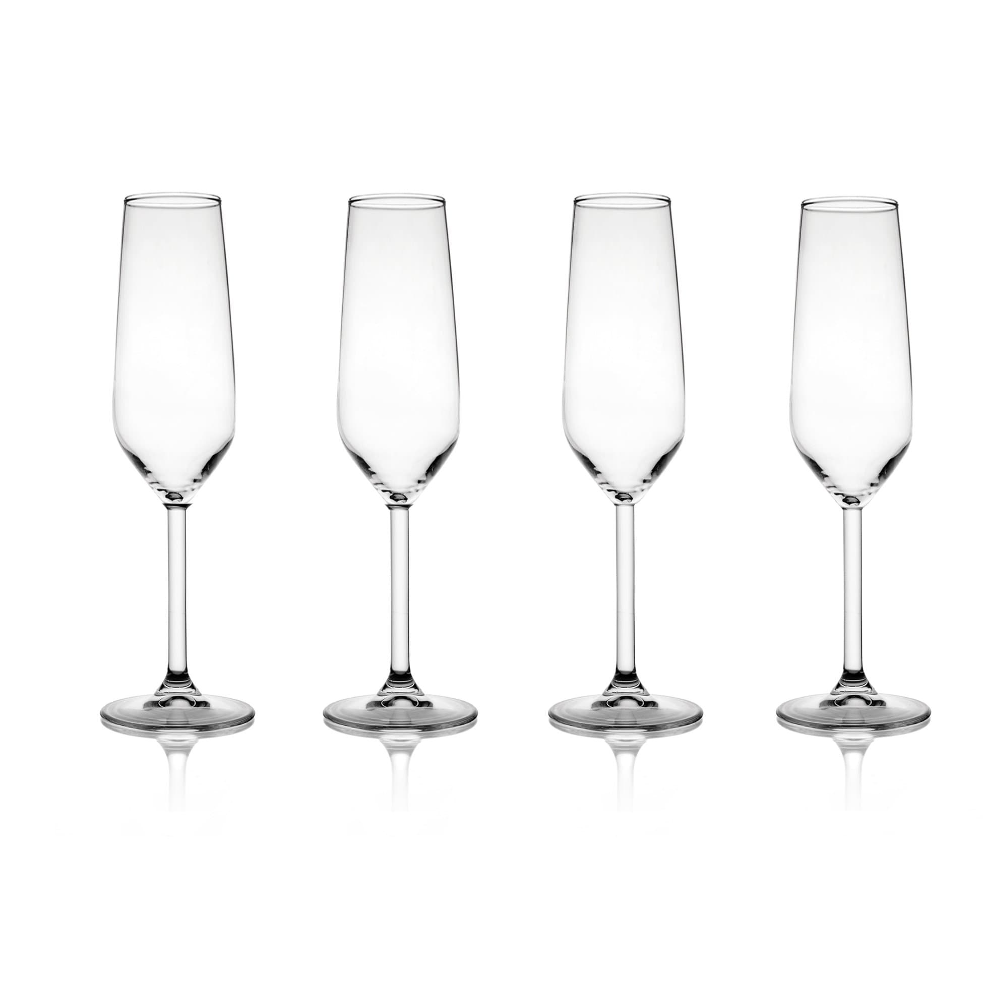 Fitz and Floyd Chateau 6.4 Ounce Champagne Flute Glasses-Set of 4, 2 x 2 x 8", Clear