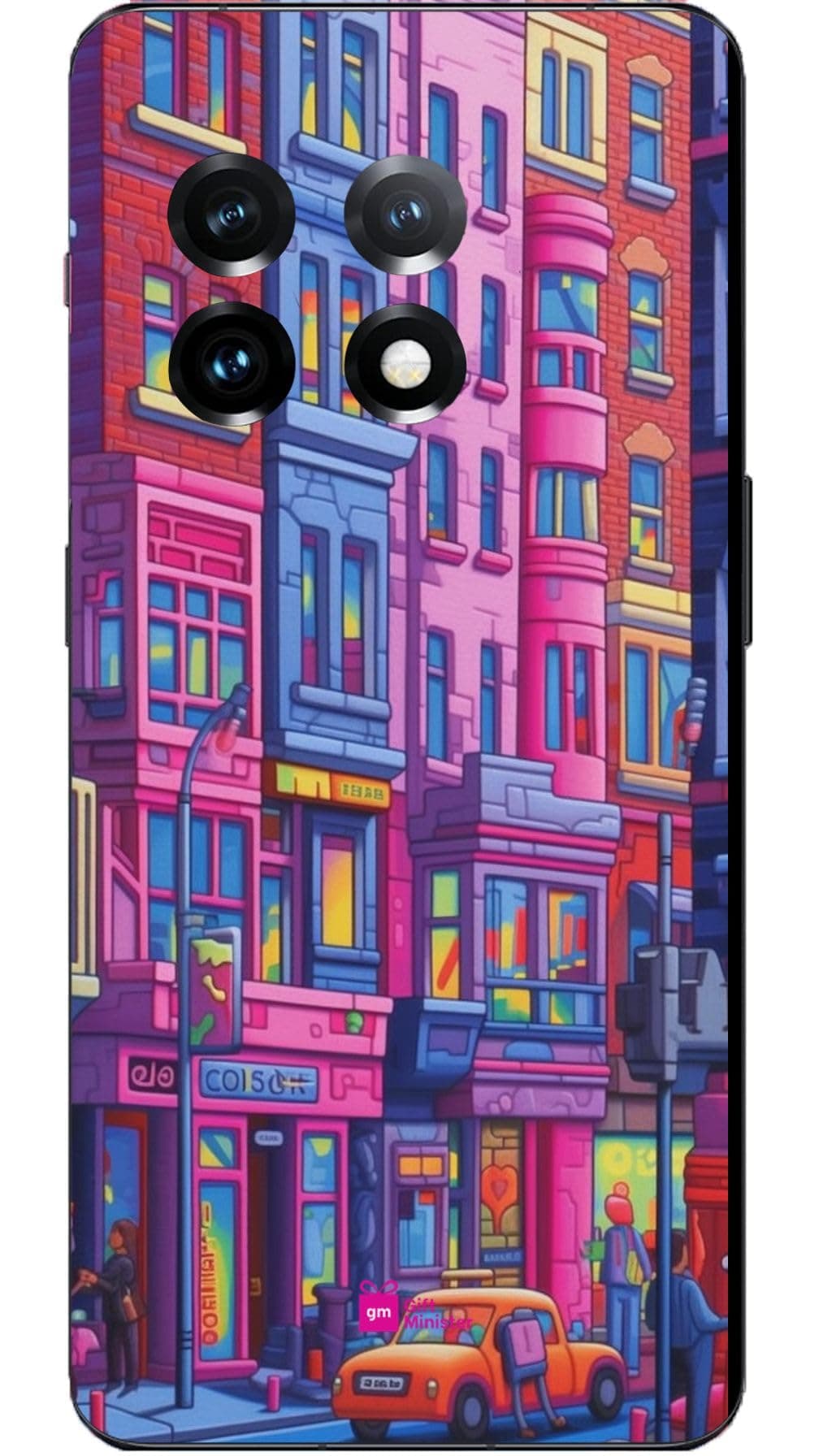 Gift Minister Silicone Designer Cover for One Plus 11 R Slate Bluenone - Colorful Sticker Designs Extra Wide Angle Red Navy Streetwise Velvia Lively Street Scenes Dynam Flexible Dustproof 1Pcs 1696G