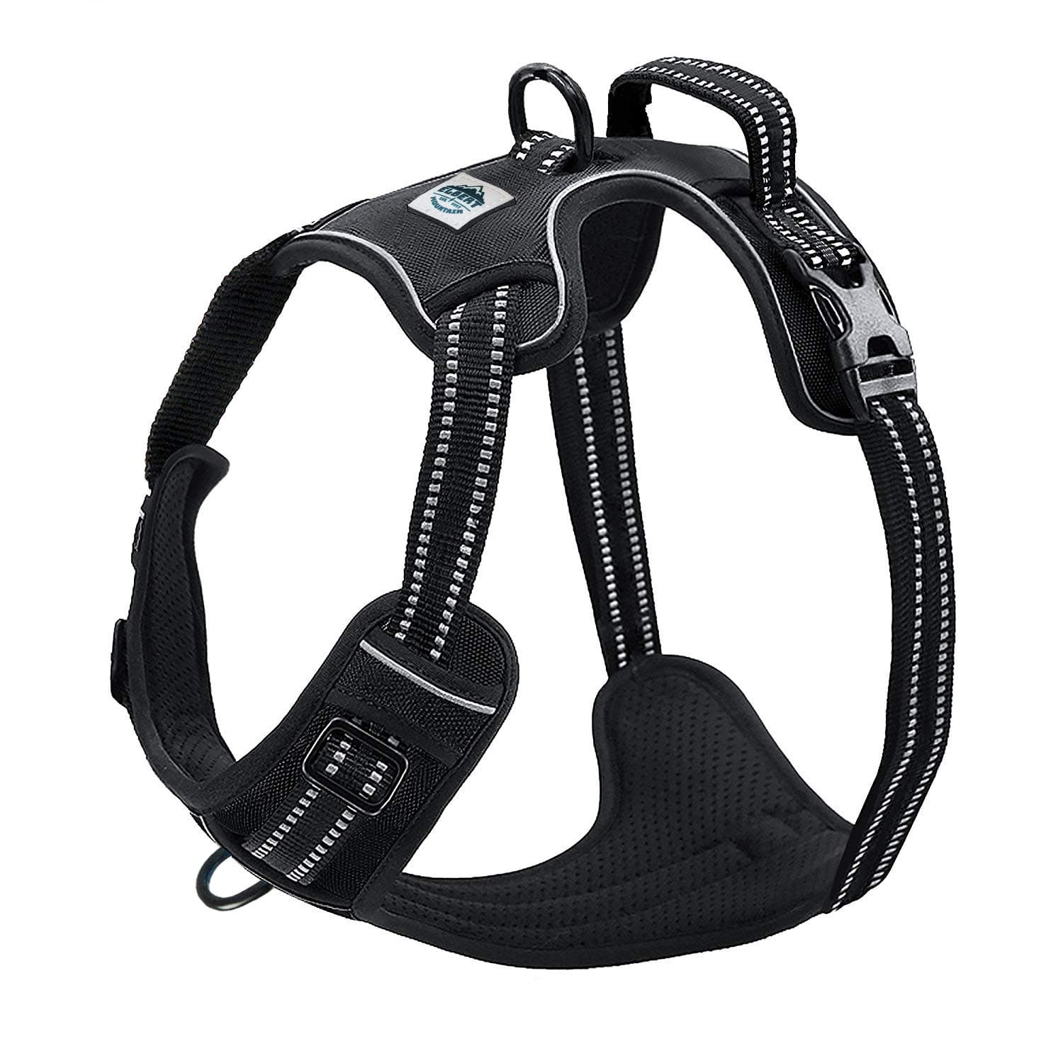 Dog Harness No Pull No Choke Adjustable Vest, Car Safety, Easy Control for Walking Hiking, 3M Reflective Oxford Material, Durable, Breathable - Small,Medium, Large & Extra Large Dog & Puppy XL-Black
