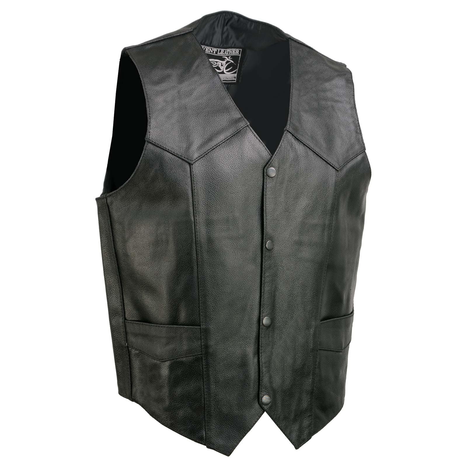 EL5310 Black Motorcycle Leather Vest for Men - Riding Club Adult Motorcycle Vests