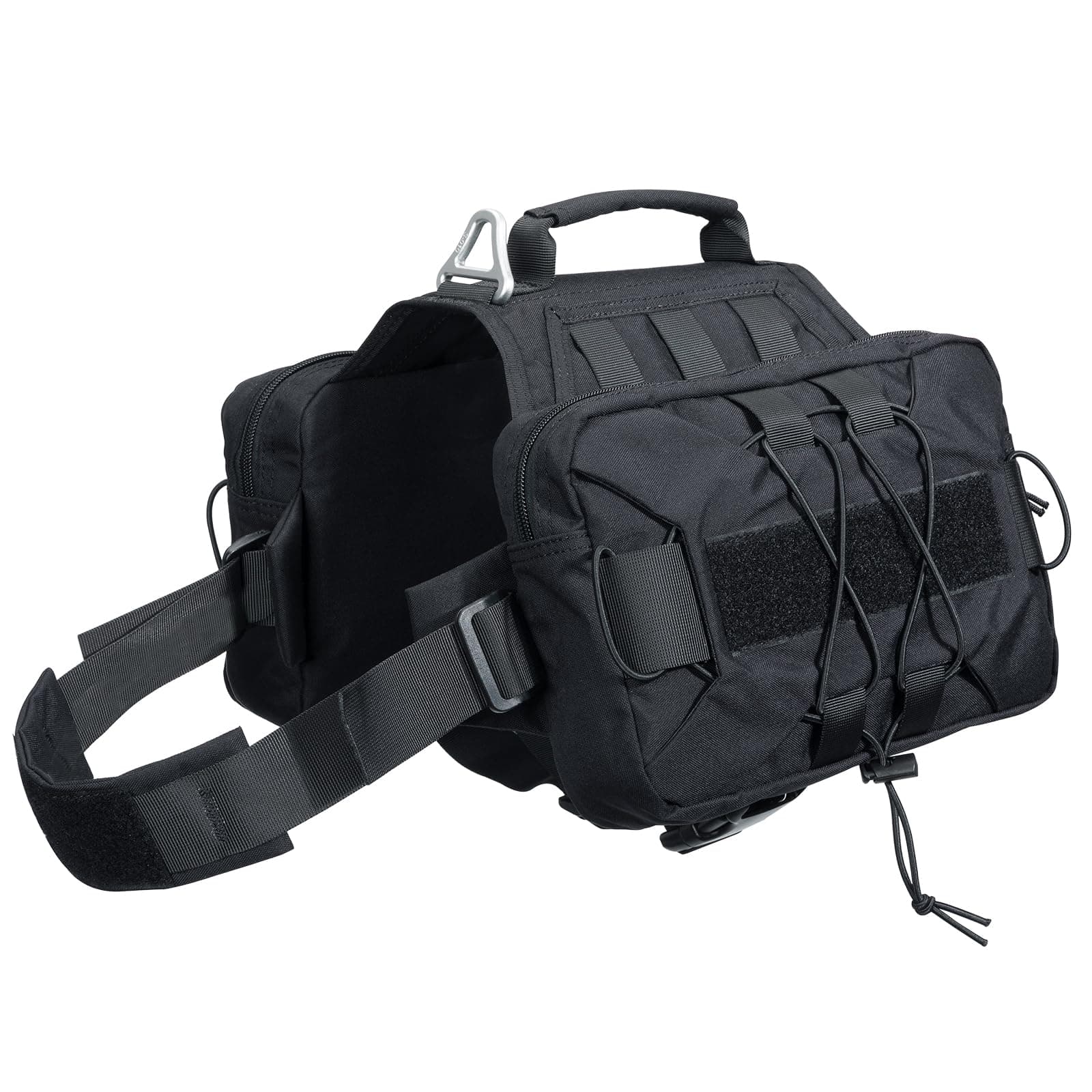 Dog Pack Hound Dog Saddle Bag Backpack for Travel Camping Hiking Medium & Large Dog with 2 Capacious Side Pockets(Black-L)