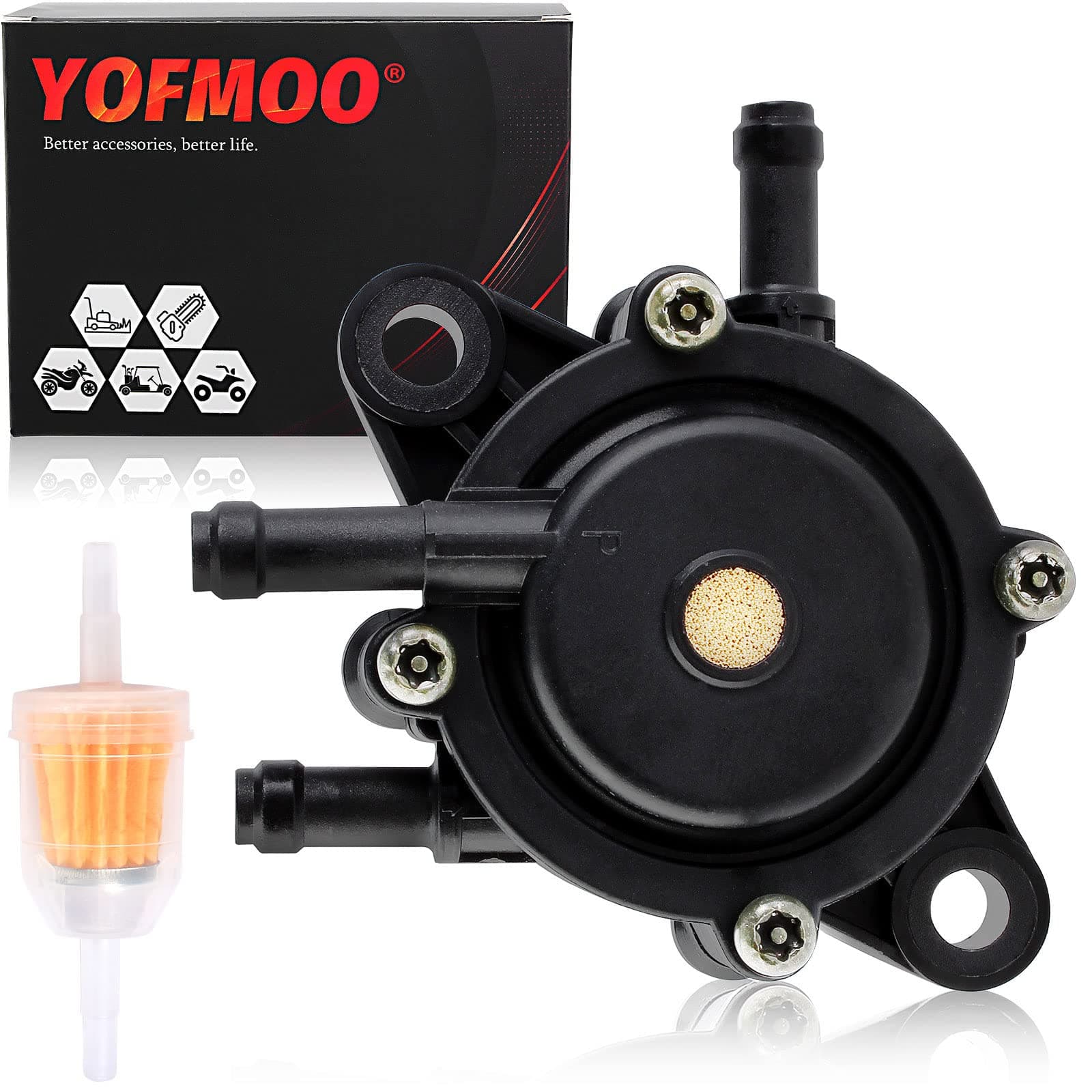 Fuel Pump Compatible with EZGO Gas Club Car Golf Cart 295cc 350cc Robin 4-cycle Engine Kawasaki FE290 FE350 TXT RXV ST Medalist Yamaha G16-G19 G20 G22 G29 Kawasaki 2003-2008 72873G01