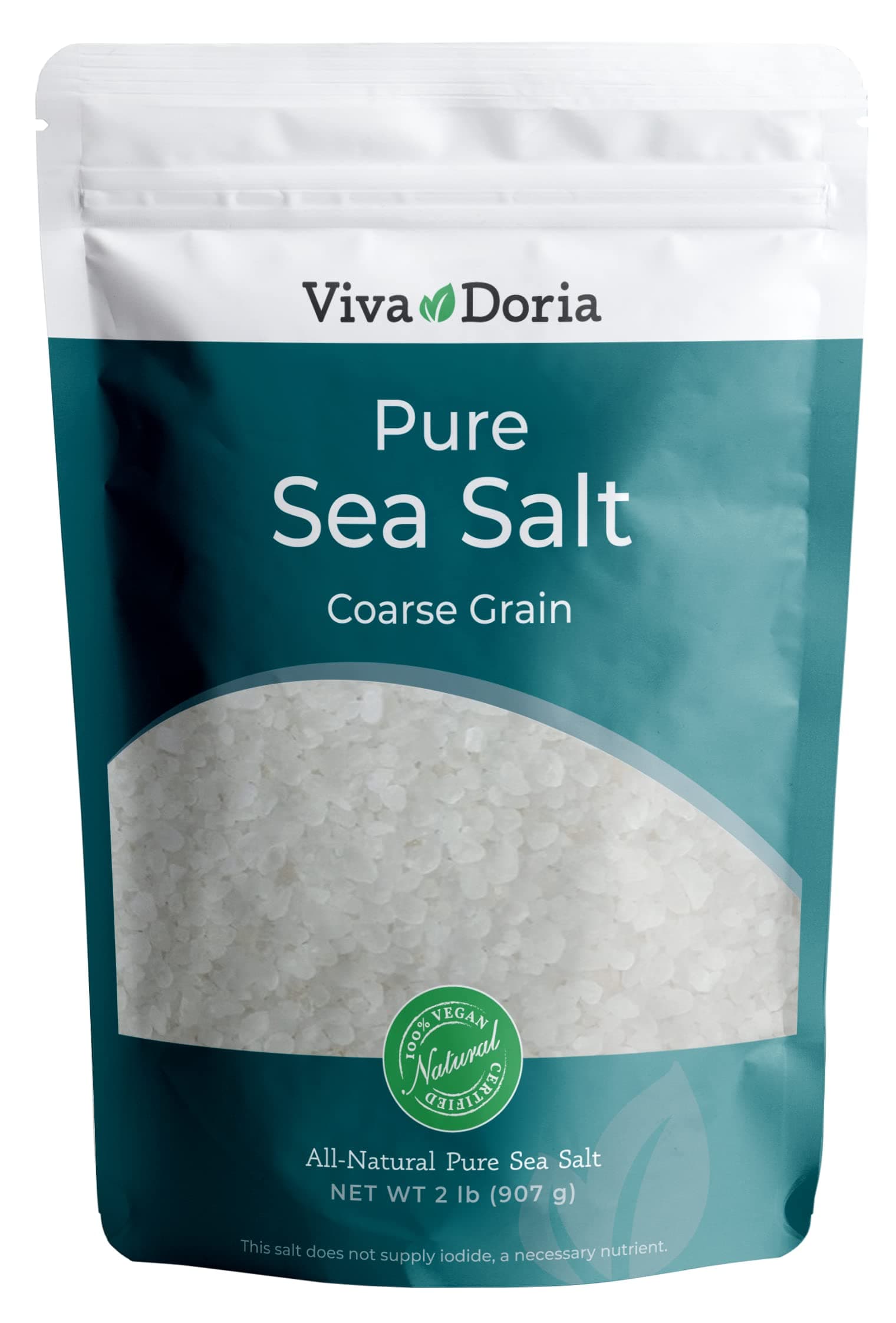 Pure Sea Salt, Coarse Grain, 2 lb | Ideal For Salt Grinders
