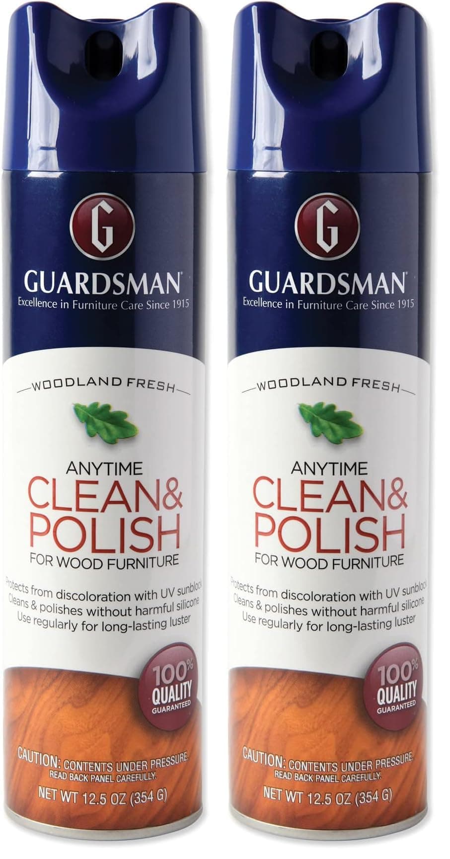 Guardsman 460700 Clean & Polish For Wood Furniture-Silicone Free, UV Protection, Woodland Fresh, 12.5 Oz, 1 Count (Pack of 2)