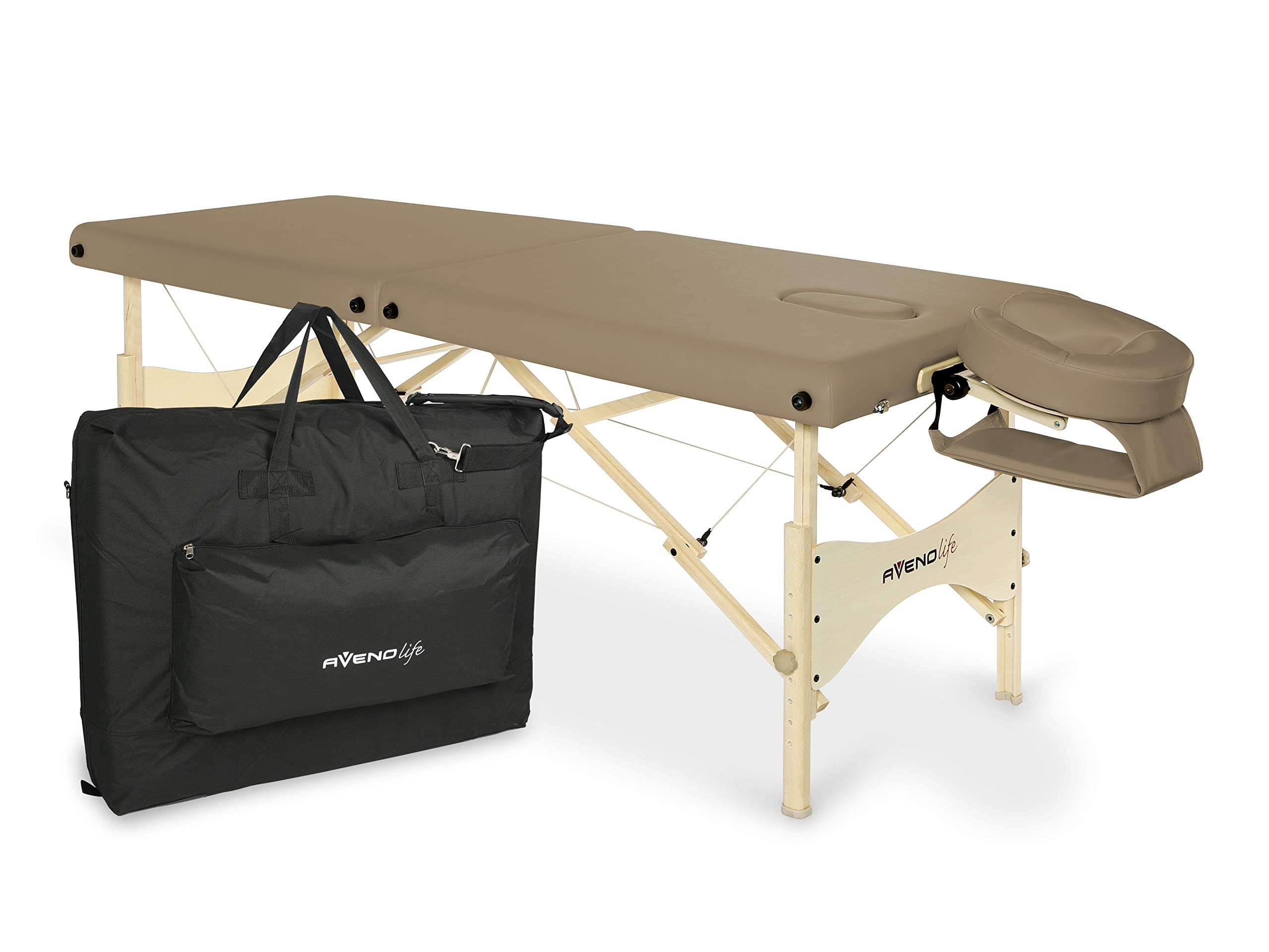 Aveno Life Espirit Wooden Portable Massage Table Bed/Couch, Latte