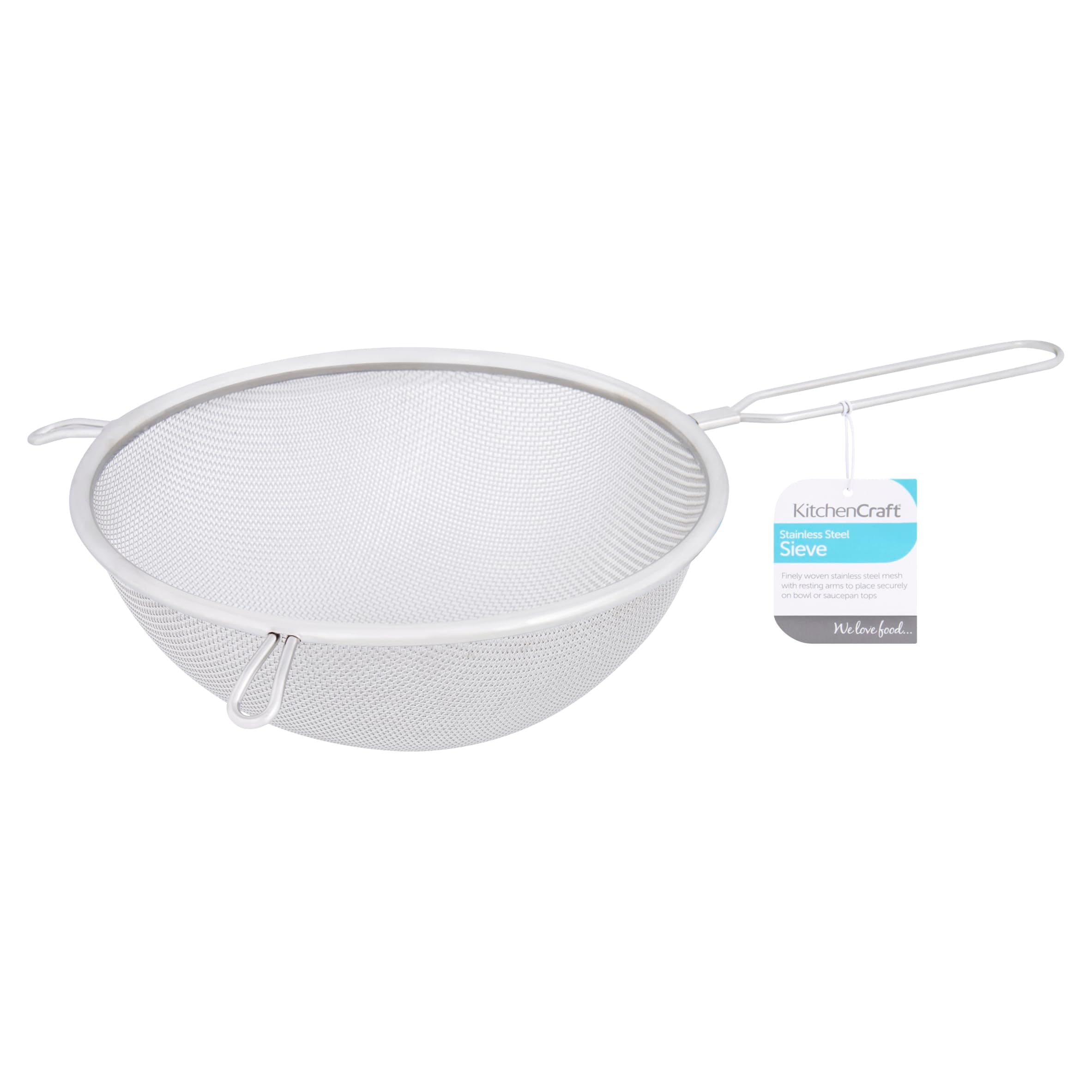 KitchenCraft Large Sieve 2 cm, Stainless Steel, Ideal for Baking and Cooking, Essential Kitchen Accessory, Silver
