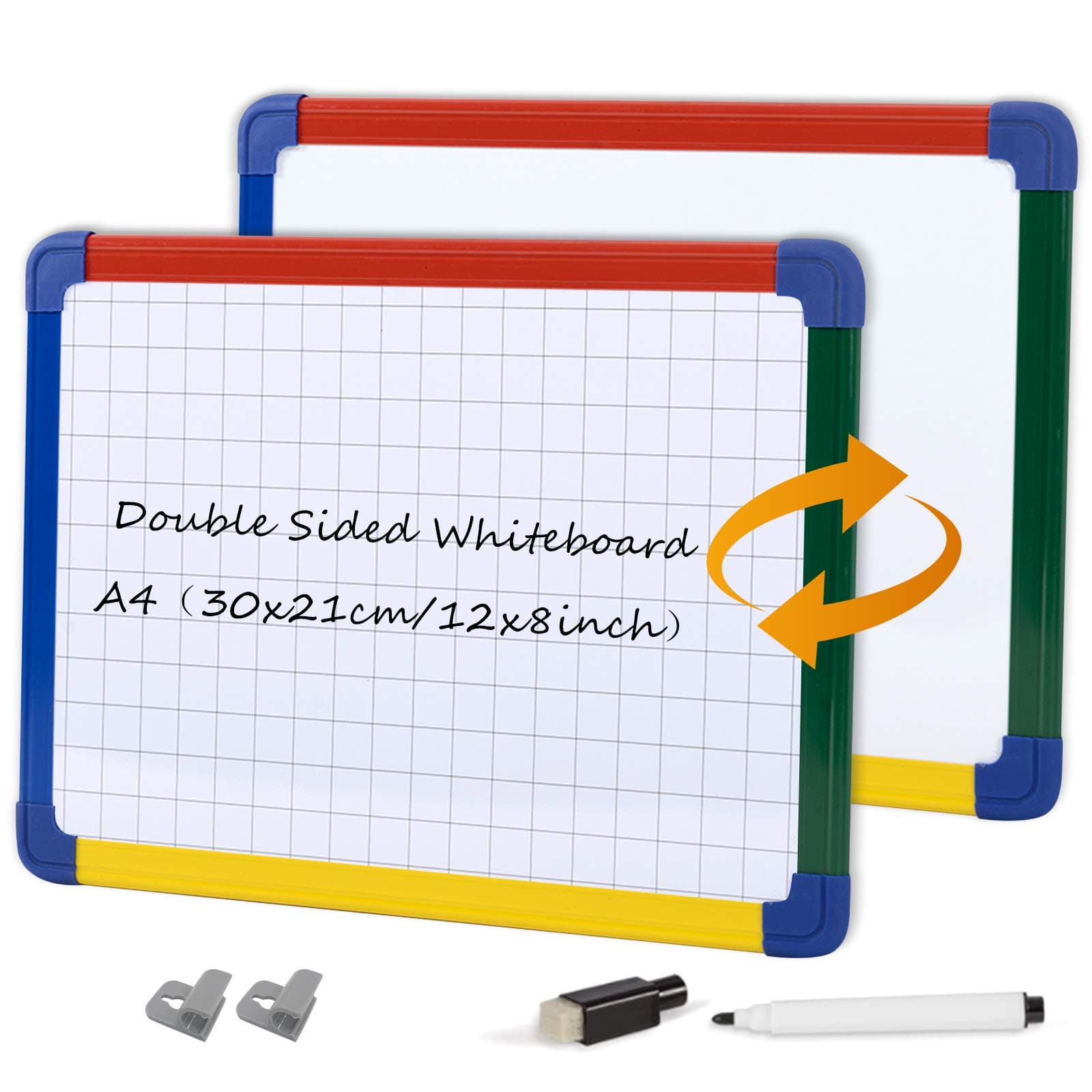 Swansea Mini Whiteboard A4 Childrens Handwriting Board Double Sided Magnetic Dry Erase Board for Kids Home Schooling,30x21cm