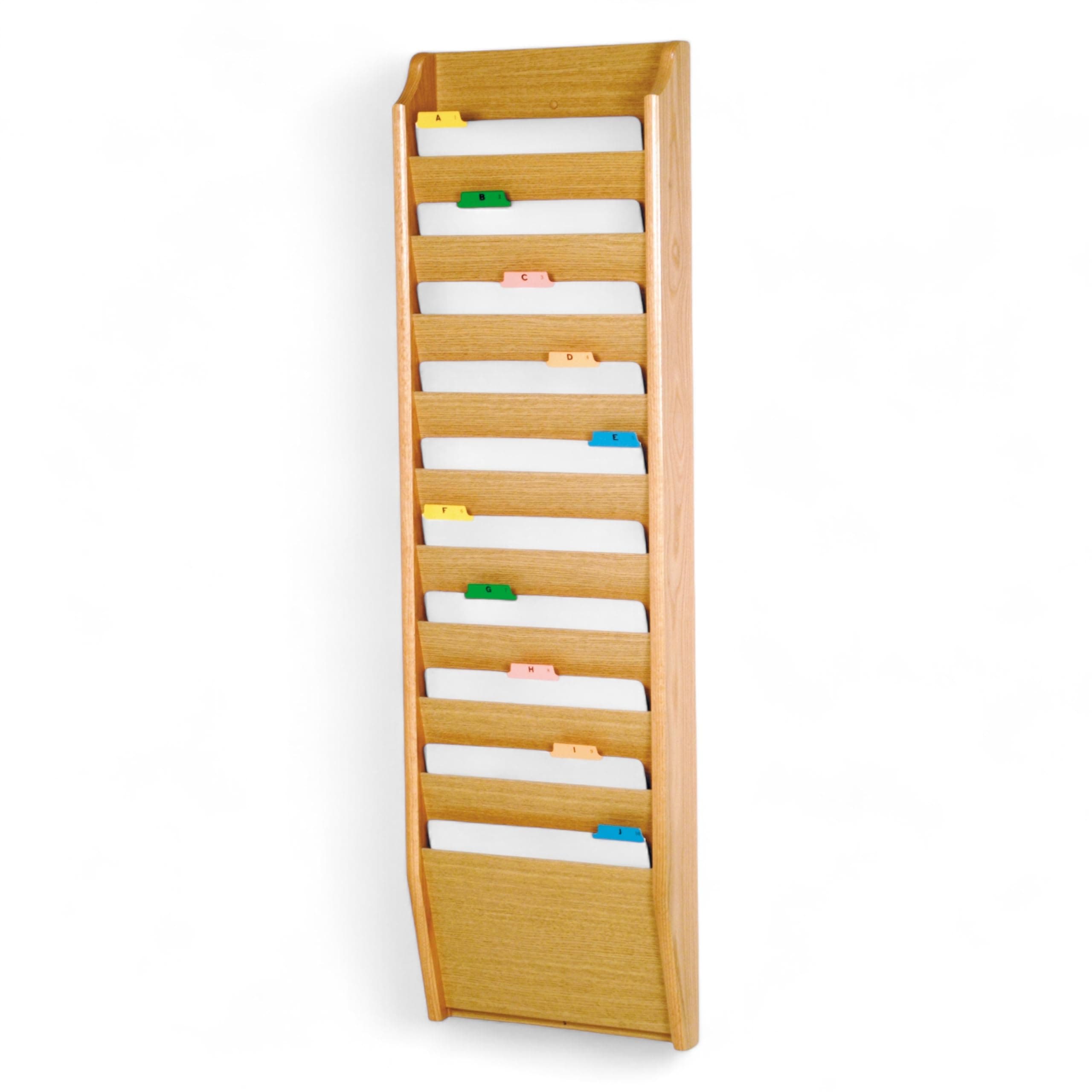 Wooden Mallet 10-Pocket File Holder, Letter Size, Light Oak