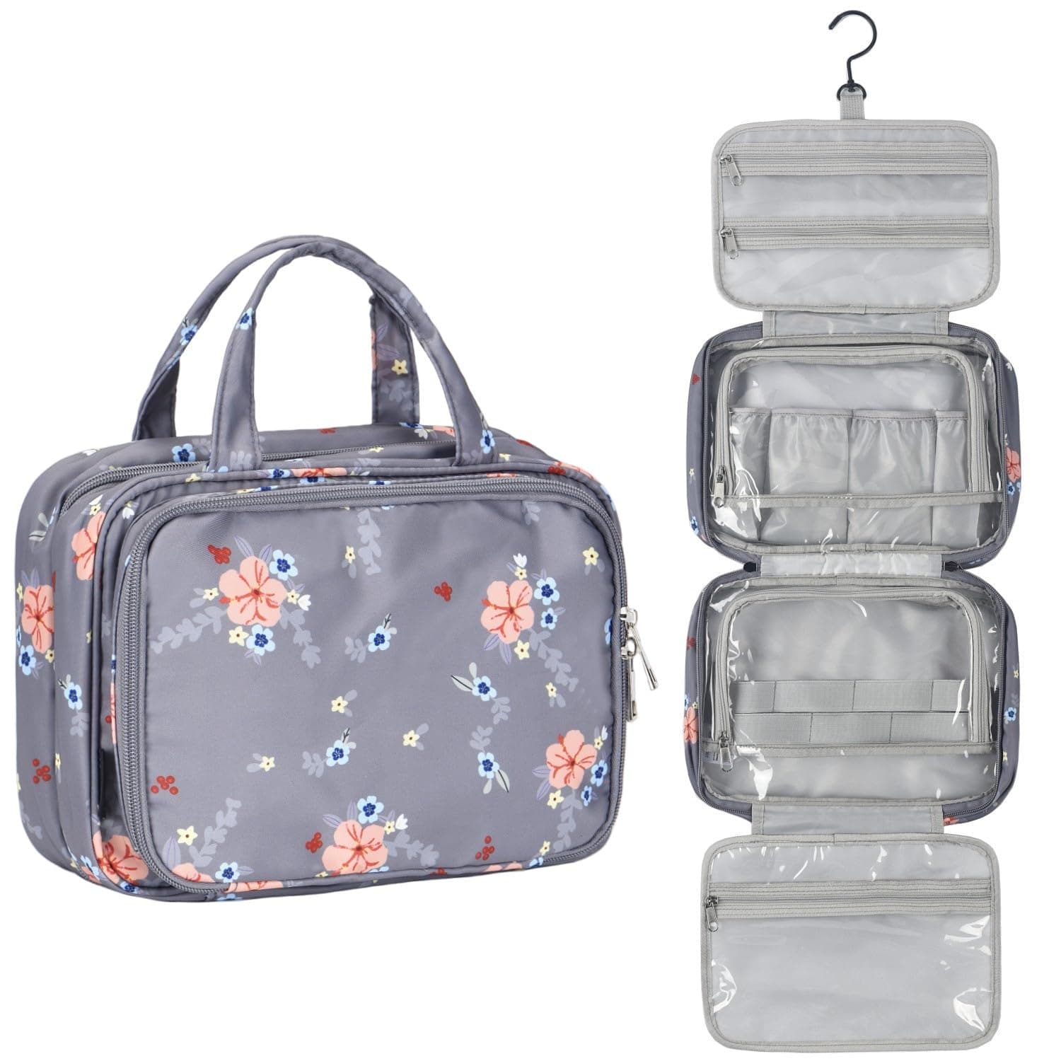 VEXTROFORT Hanging Toiletry Bag for Women, Large Travel Makeup Orgnizer Bag Water-resistant for Full Sized Toiletries/Cosmetics/Brushes