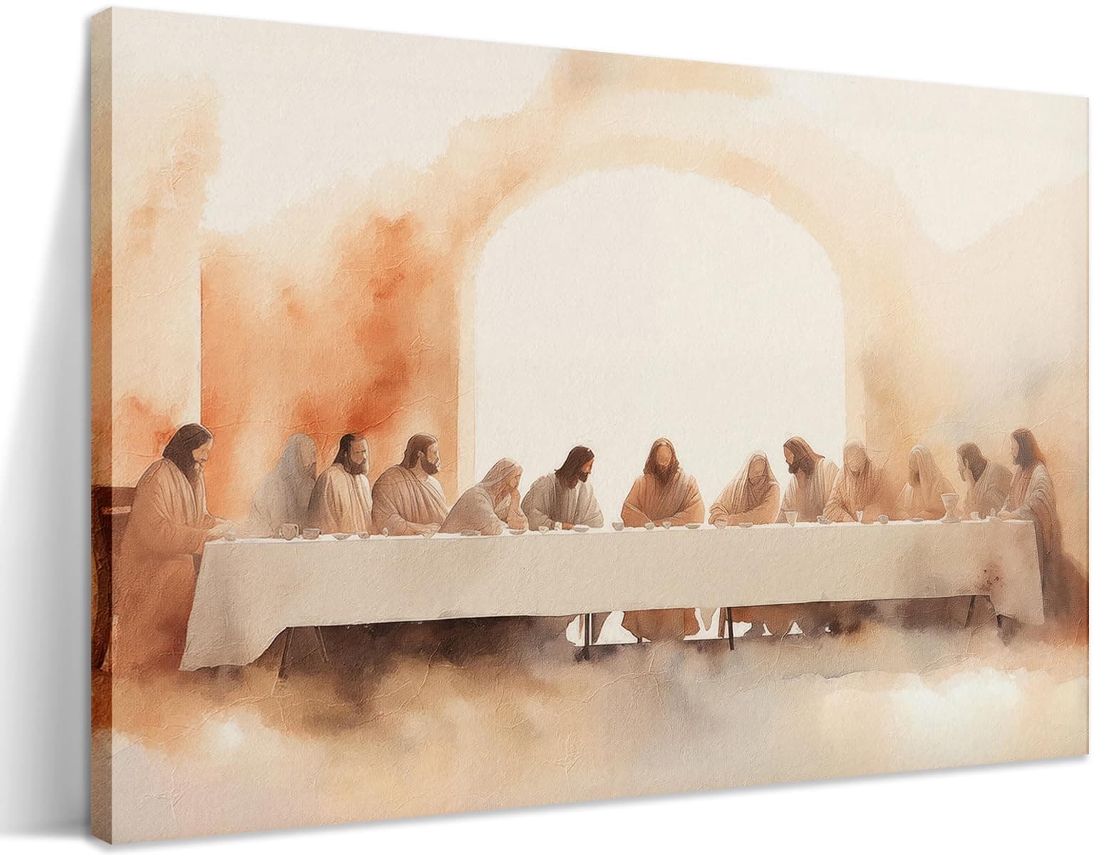 Jesus Last Supper Canvas Wall Art, Leonardo da Vinci Pictures Canvas Print Posters Wall Decor, Christian Wall Art Home Decor for Living Room Dining Room Decor 12x16 inch Framed