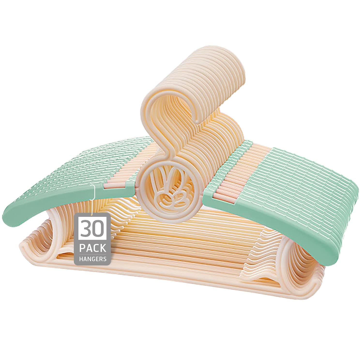 Dreamone Adjustable 11"-14.6" Premium Quality Children's Clothes Hangers, Perfect for Kids Baby Infant Toddler Pant Clothes Coat, Non-Slip Baby Hangers- 30 Pack, Green