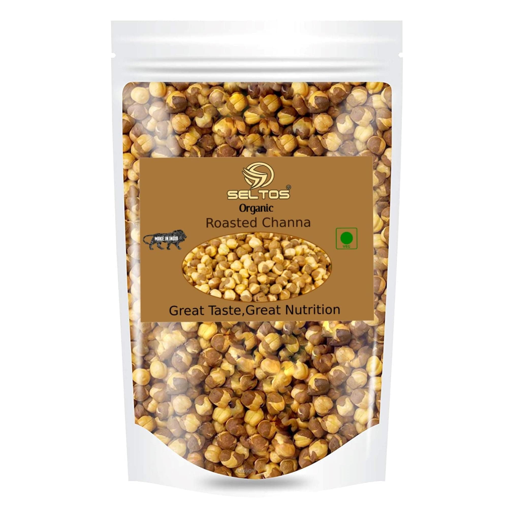 SELTOS Organic Roasted Bhuna Chana | Roasted Chickpeas (Unsalted) - 900gm (भुना हुआ चना).