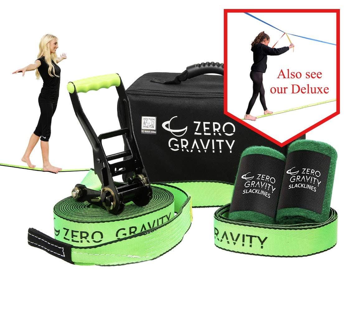 Slackline Kit with Industry Leading Carry/Storage Bag, Upgraded Ratchet w/Molded Finger Grip & Smooth Operation + Tree Protectors; Great Set for Kids, in All respects