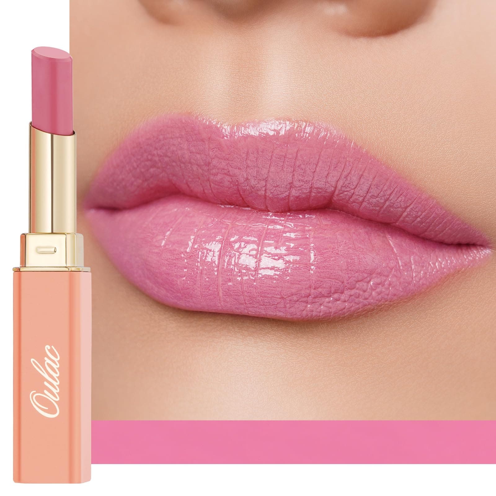 – Warm Pink Lipstick - Moisture Shine Hydrating Lipstick & Tinted Lip Balm for Dry Lips, Medium Coverage Lip Colour | Juicy Look, Glossy Finish, Vegan, Cruelty-Free, First Love (07)