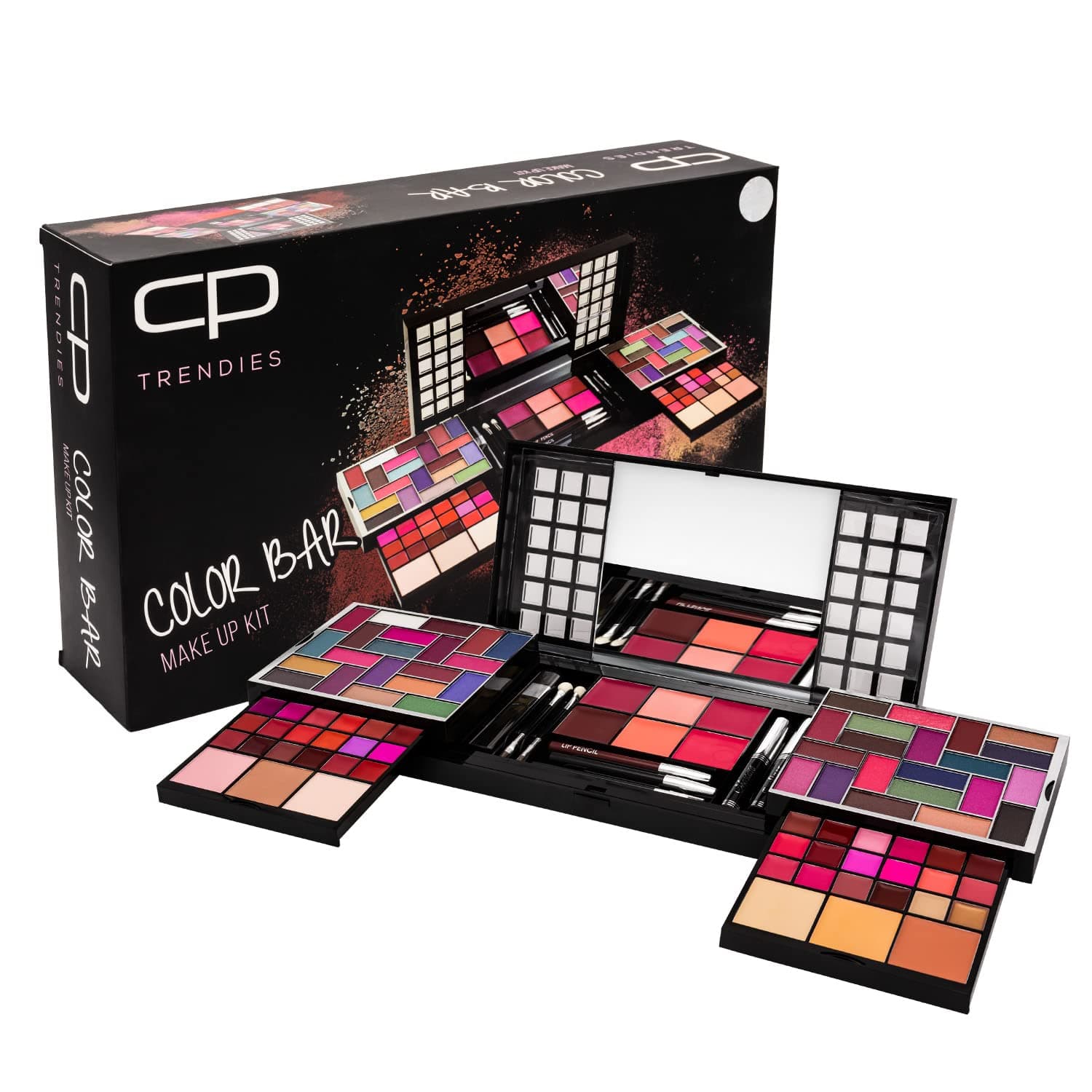 CP Trendies Color Bar Makeup Kit No. 76 for Ladies & Girls | Perfect Makeup Gift Set for Women with 42 Eyeshadows,Eyeliner, Lip Brush & Pencil, Mascara, Mirror, Compact Powder, Foundation