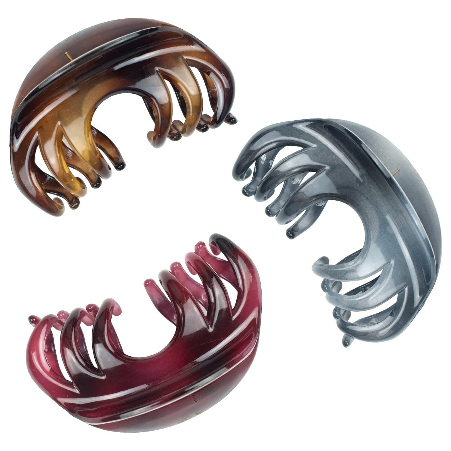 Large Hair Claw Clips for Thick Long Hair - 4 Inch Non-Slip Strong Hold Hair Clamps, Octopus Grip Clips for Women (3 Pack)