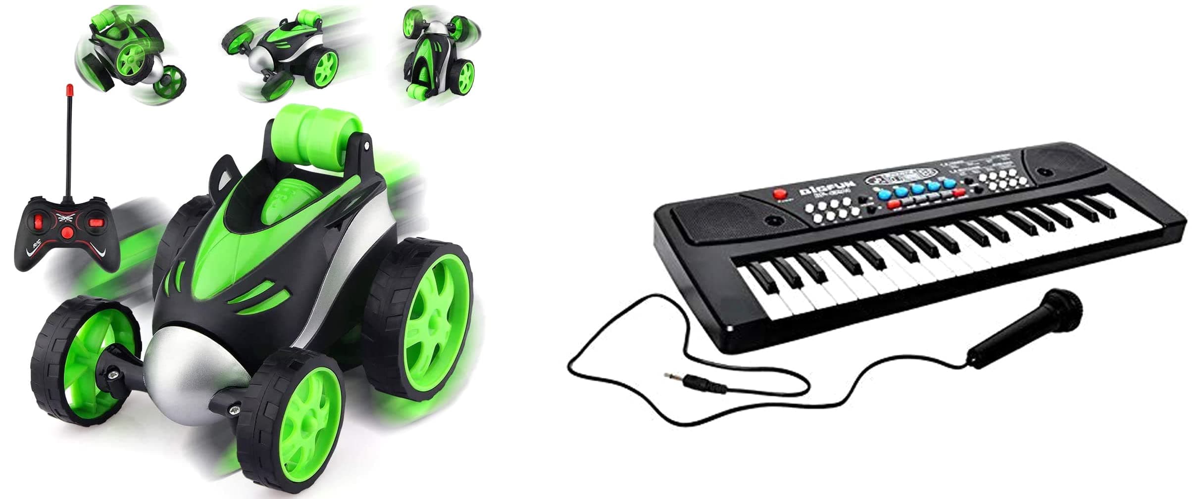THE FLYER's BAY Bigfun 37 Key Electric Piano Keyboard Musical Toy,Plastic (Bf430A1) ,Multicolor & The Flyers Bay Rc Stunt 360° Remote Control Car, Multicolor