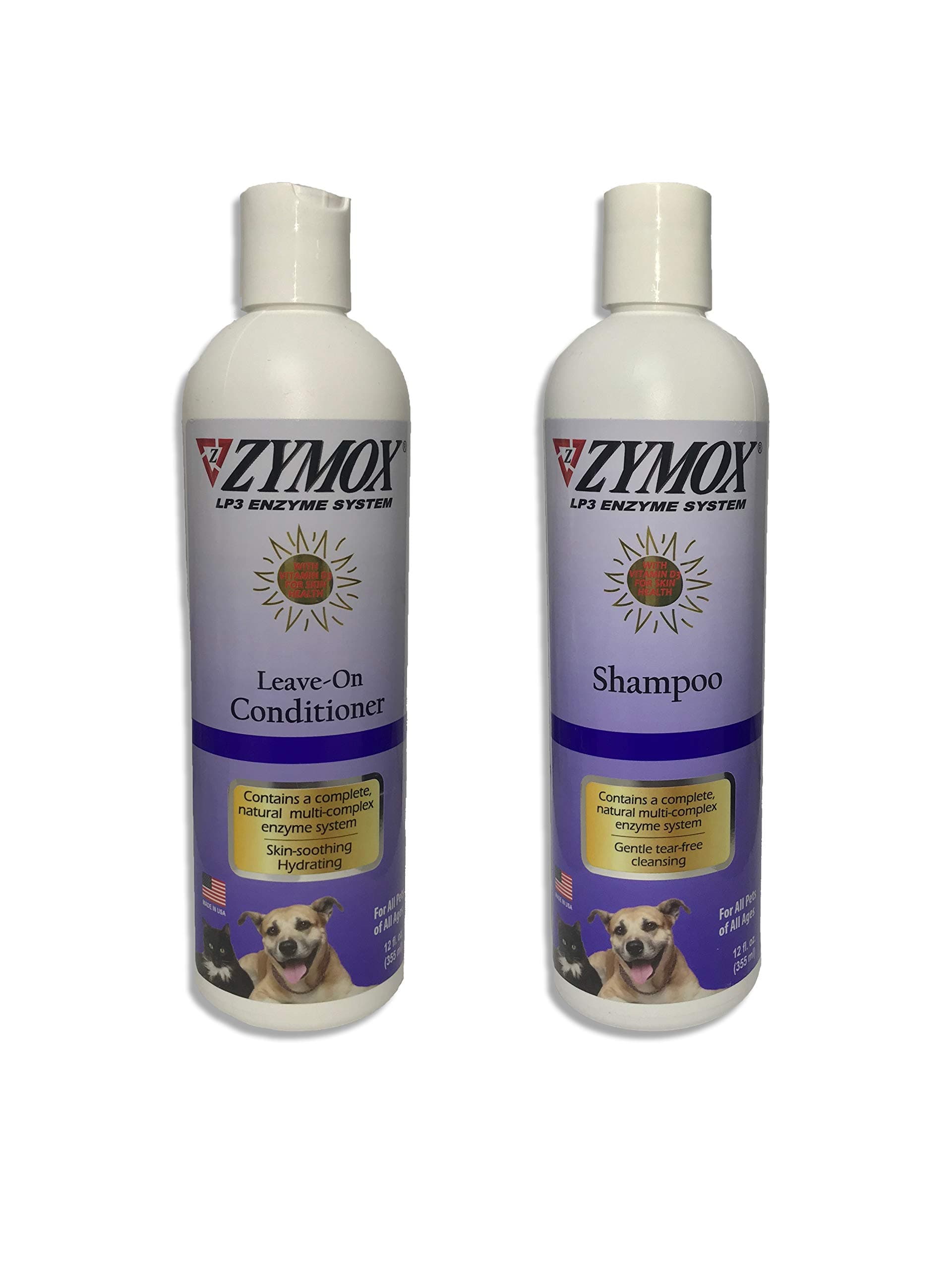 Zymox Itch 12oz Relief Dog Shampoo and 12oz Conditioning Rinse Bundle, with Bonus