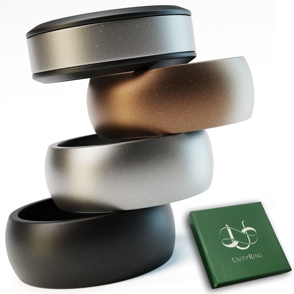 UnityRing Silicone Wedding Ring for Men and Women (Silver Bronze Black Silver Stripe, 11)