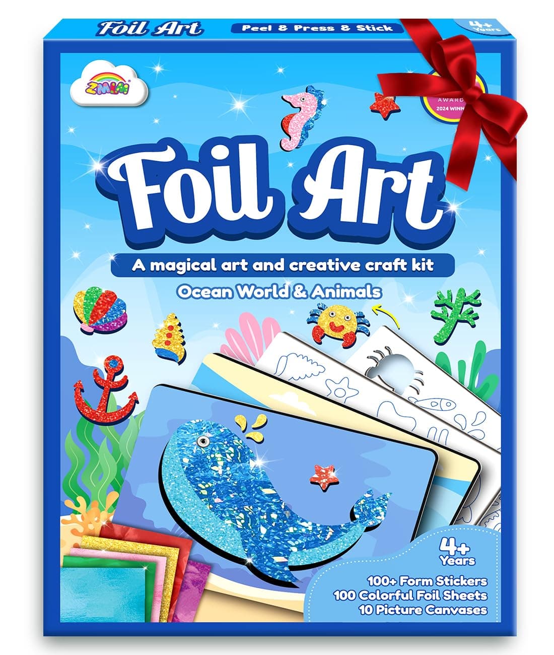 ZMLM Foil Art Kit for Kids - Easter Crafts for Kids 4-8 8-12 Gifts, Fun Mess Free Activity, Easter Basket Stuffers, Girls Boys Arts and Crafts Games Toys (Ocean)