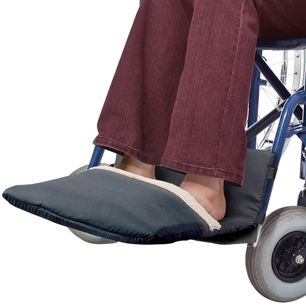Wheelchair Fleece Lined Pocket Foot Warmer - Includes Nylon Straps & Velcro, BLACK, 16"