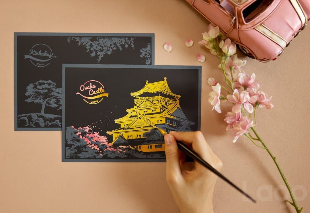 Lago Scratch Postcard Cherry Blossom