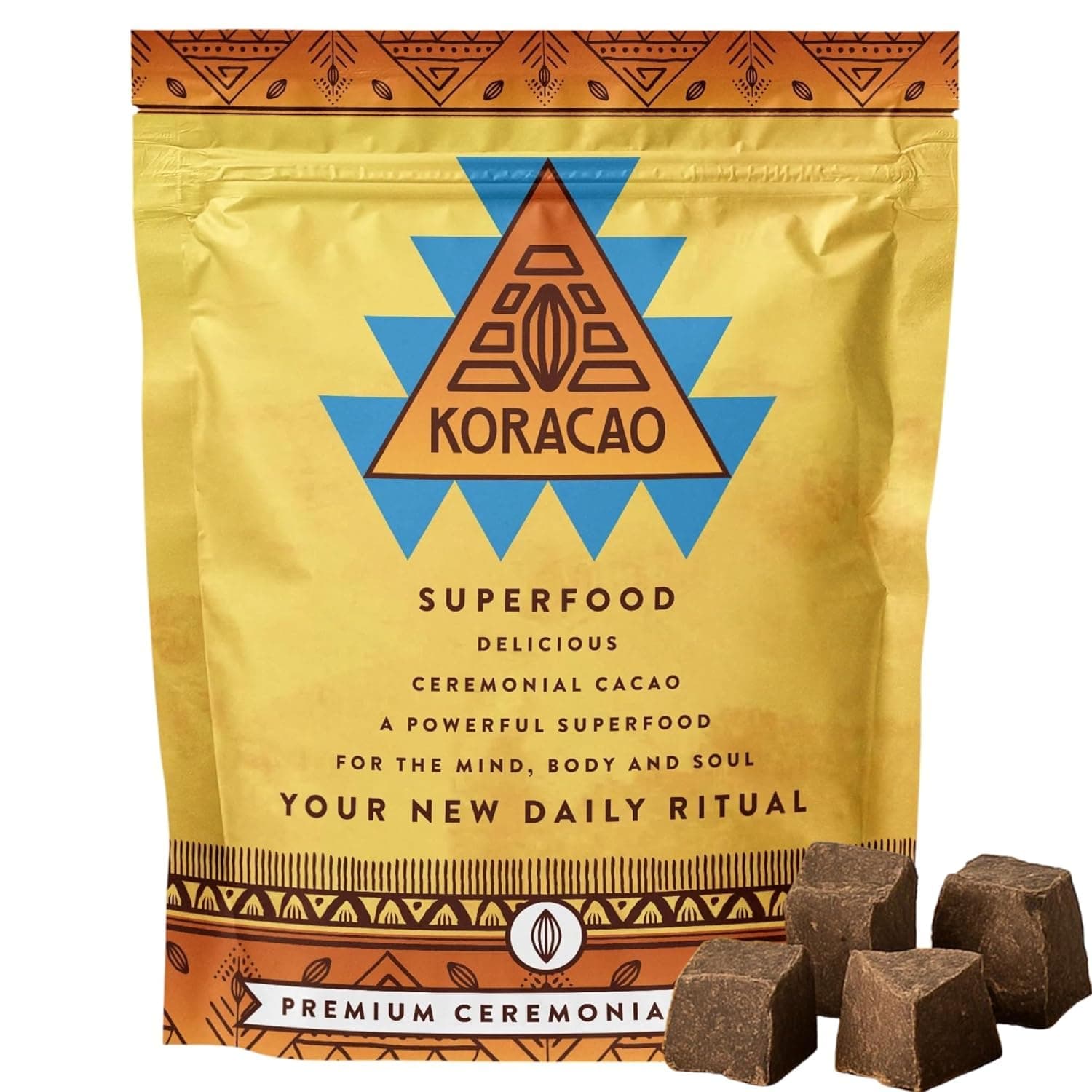 KORACAO Organic & Sustainably Harvested Cacao | Ideal Superfood for Everyday Bliss | Ceremonial Grade Cacao | Enhance Your Spiritual Journey with Ancient Superfood Delight - 450g