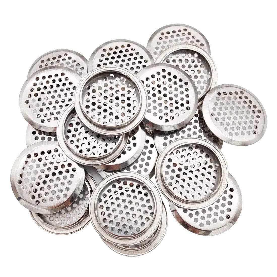 20Pcs Air Vents Hole Stainless Steel Circular Soffit Vent 53mm/2.1inch Mounting Diameter Round Mesh Hole for Cabinets, Wardrobes, Shoe Cabinets, Sundry Cabinets