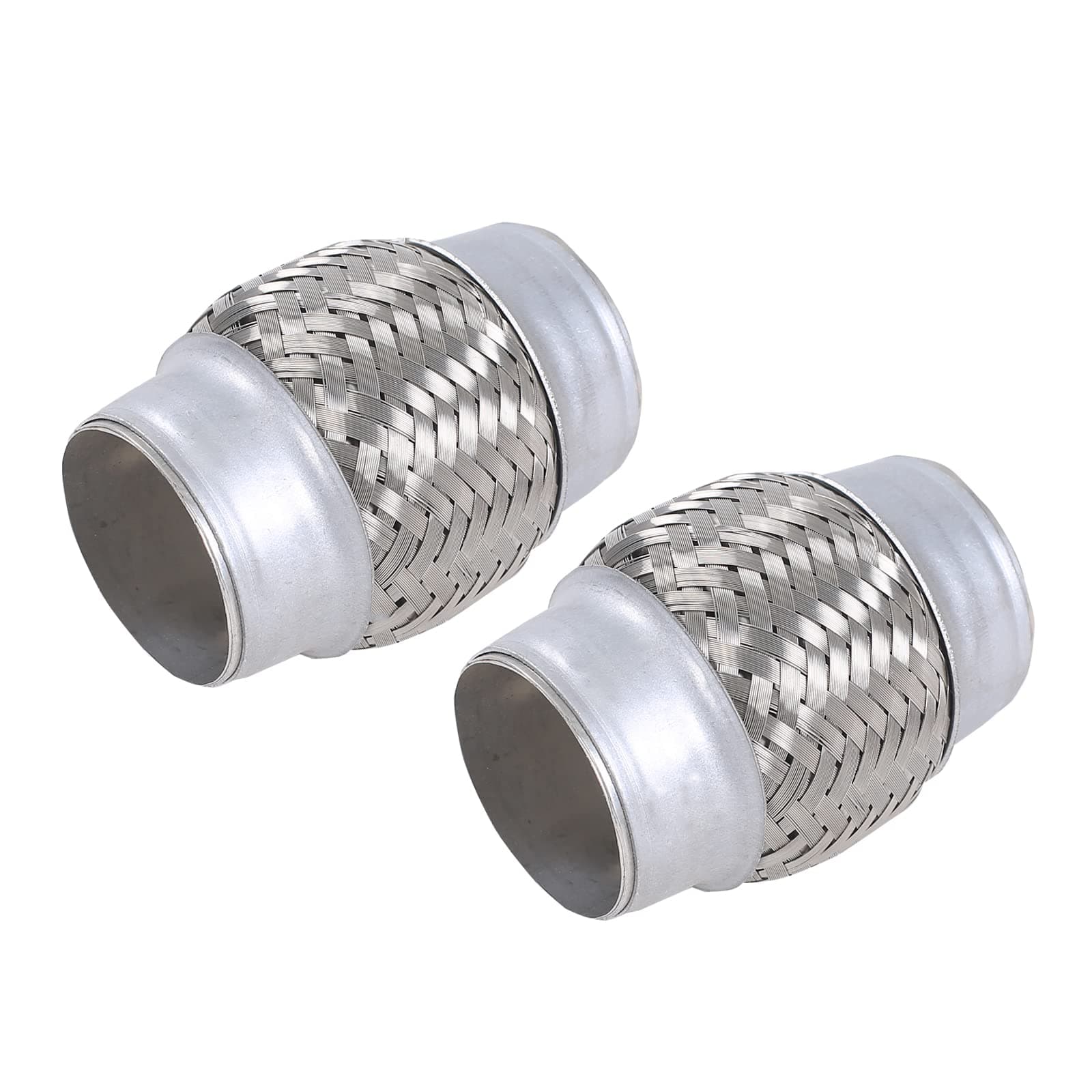 2PCS Exhaust Flex Pipe Stainless Steel Double Braid Long Heavy Duty 2 x 4'' inch w/Ends 4'' inch Long