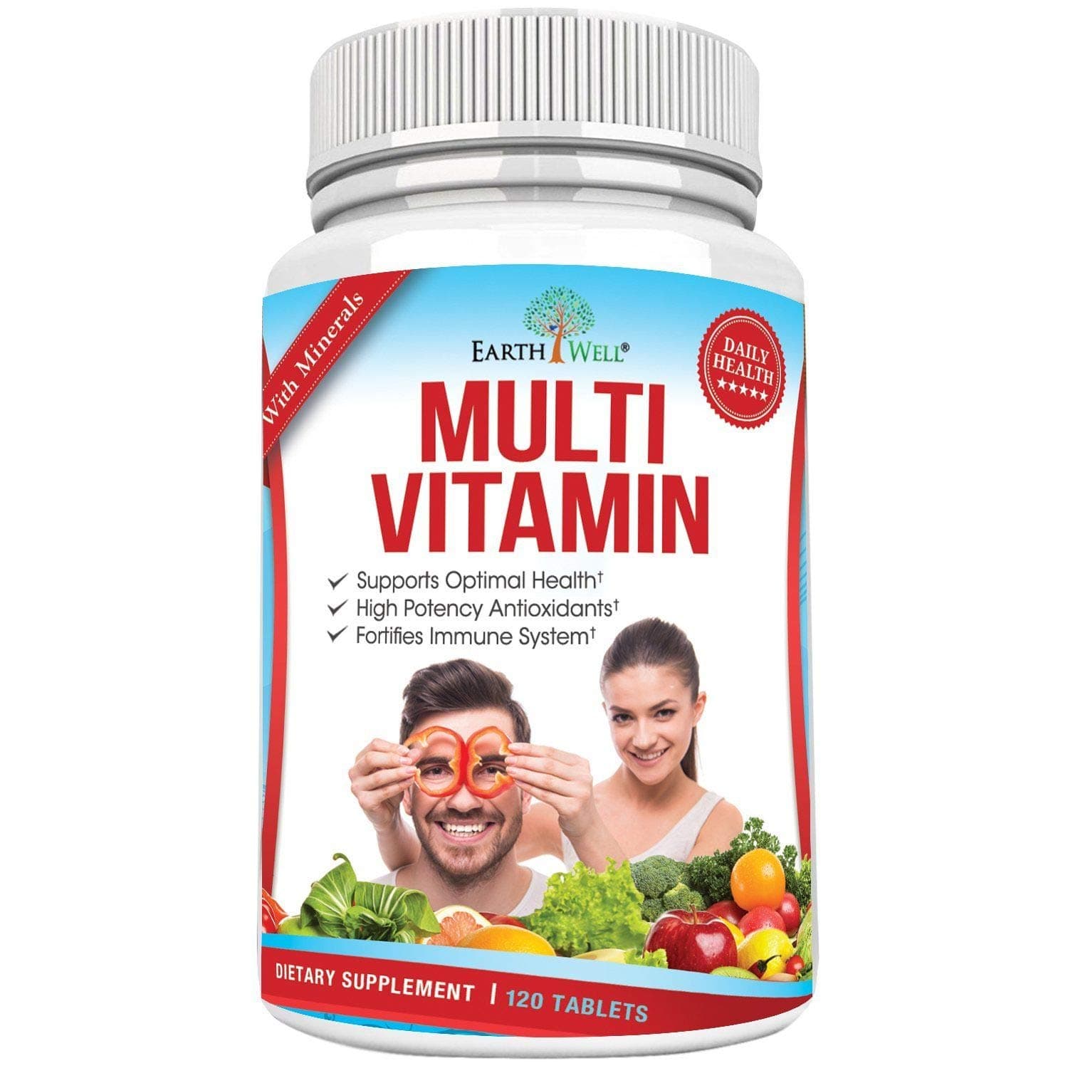 EarthWell Best Daily Multivitamin for Men and Women with Minerals 120 Count